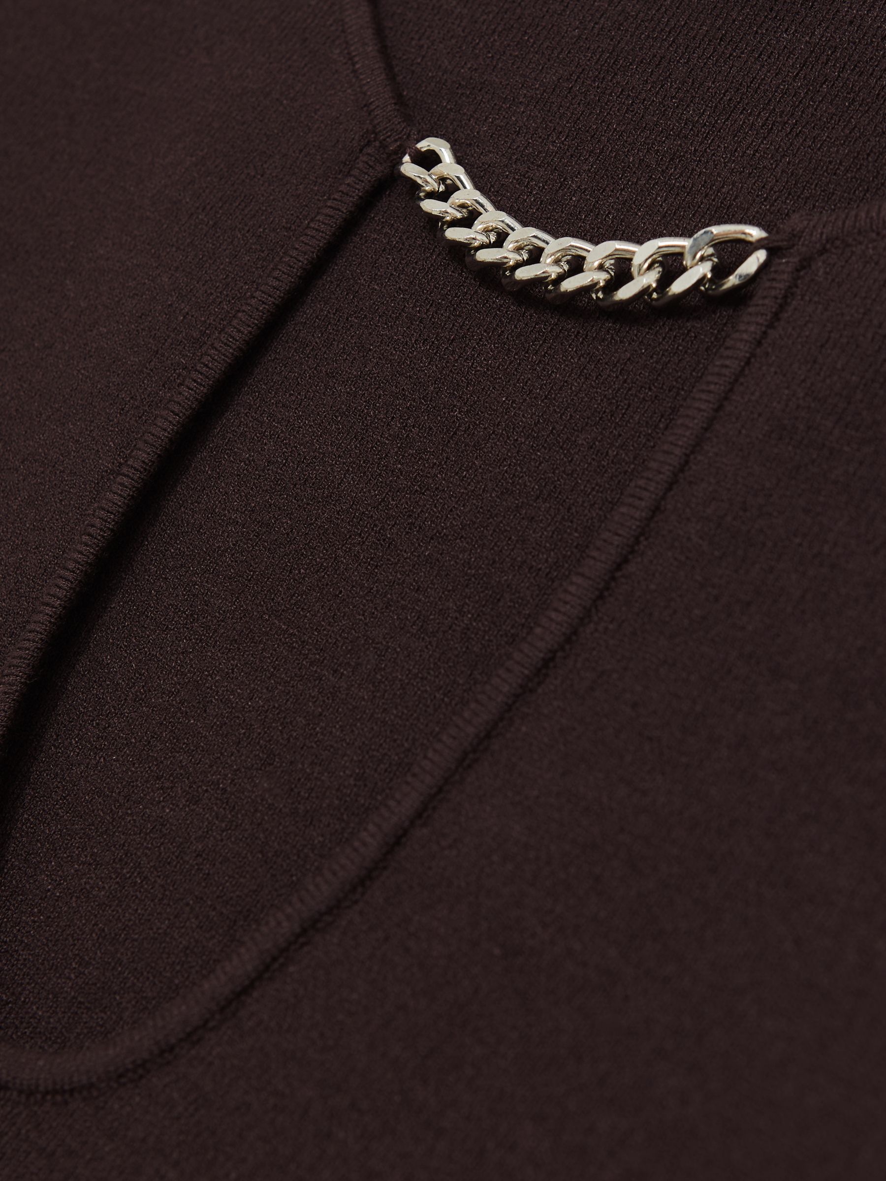 Chain-Detail Keyhole Knit Top in Plum