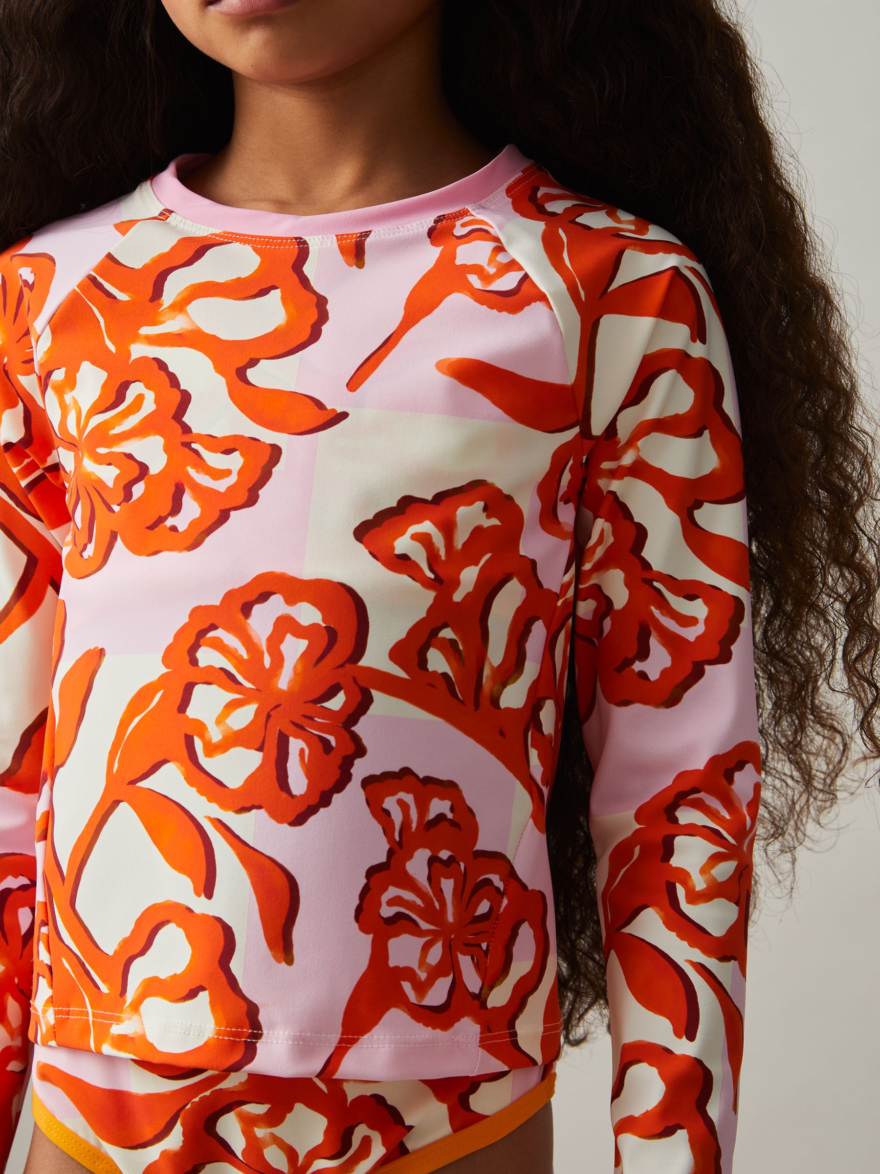 4-9 yrs Sun Safe Long-Sleeve Top in Pink Print