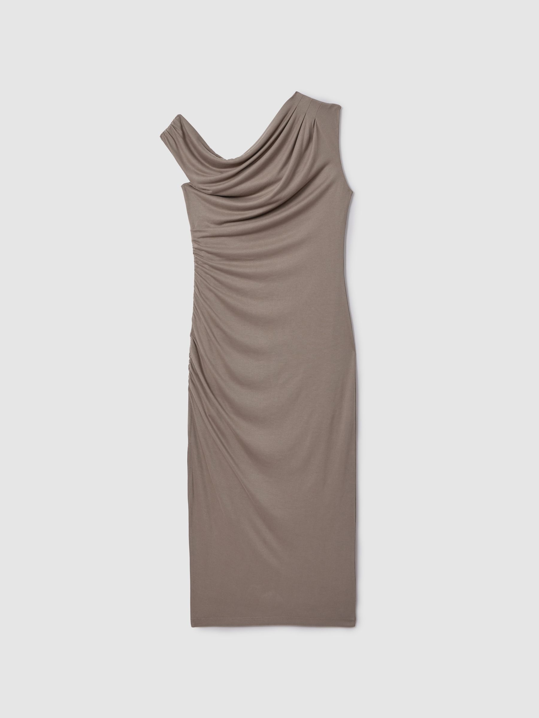 Bodycon Ruched Midi Dress in Mocha