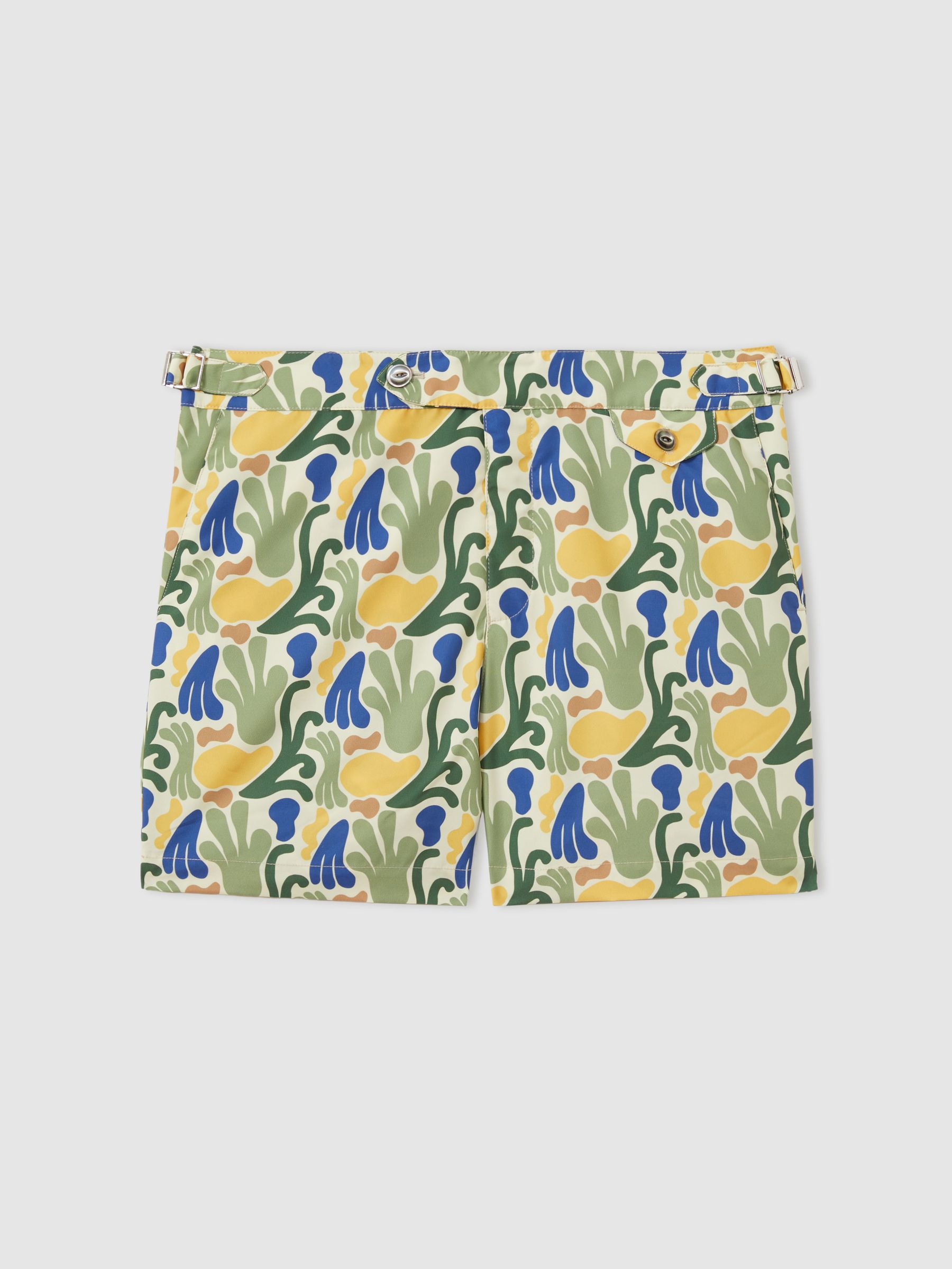 Hemingsworth Ikat-Print Swim Shorts in Green