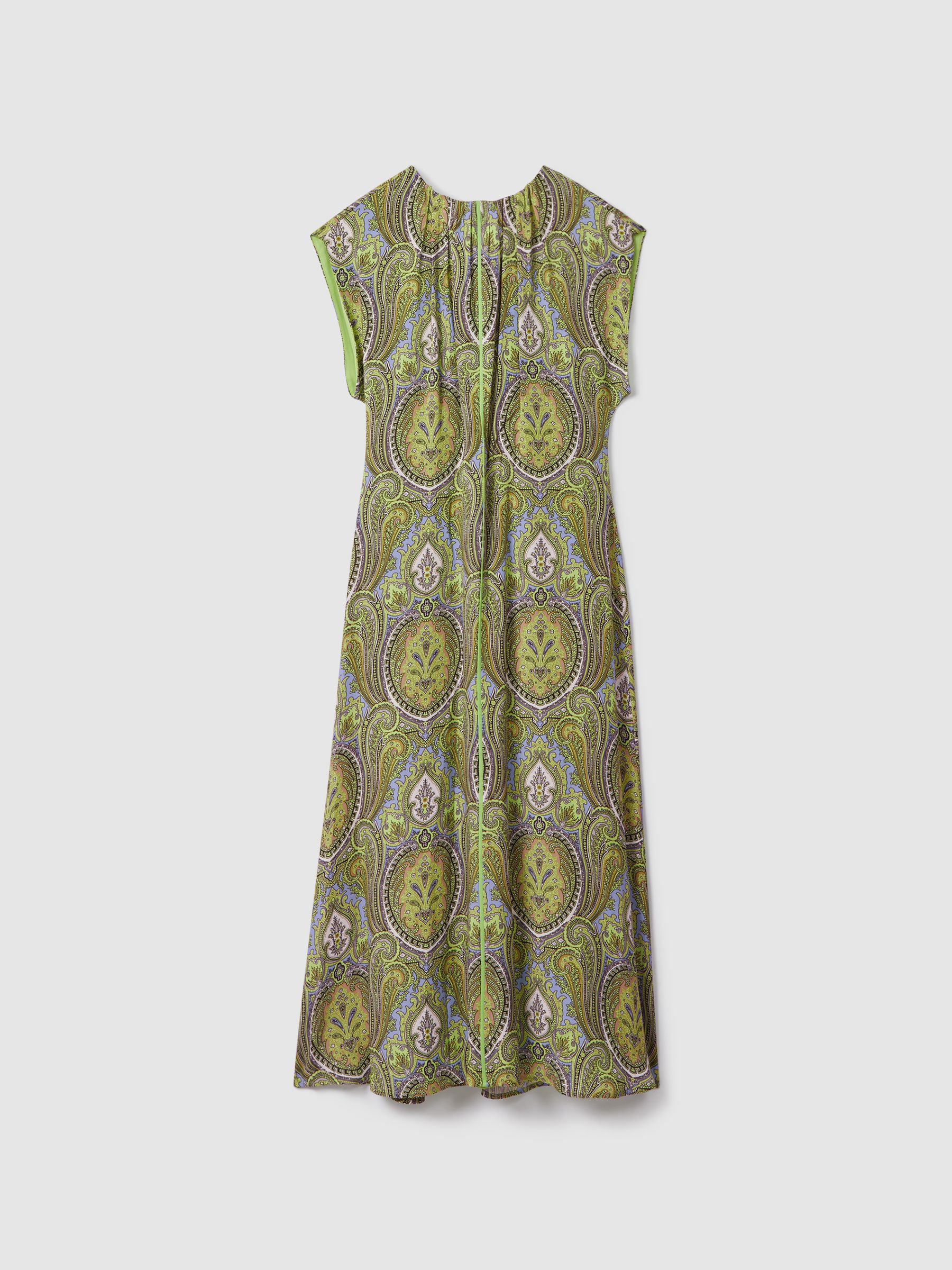 Florere Printed Tie Back Midi Dress in Lime/Green