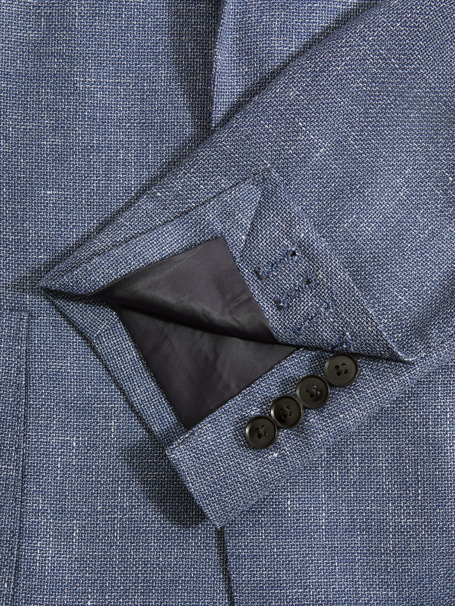 Slim Fit Single Breasted Wool Blend Blazer in Indigo