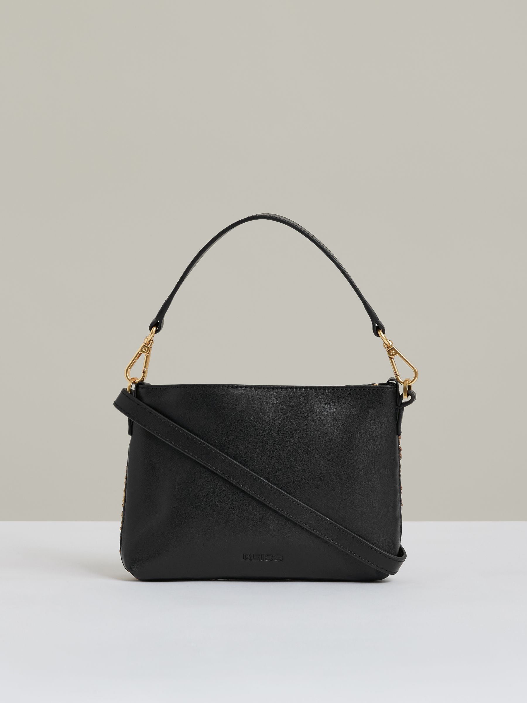 Raffia Colour-Block Crossbody Bag in Tan