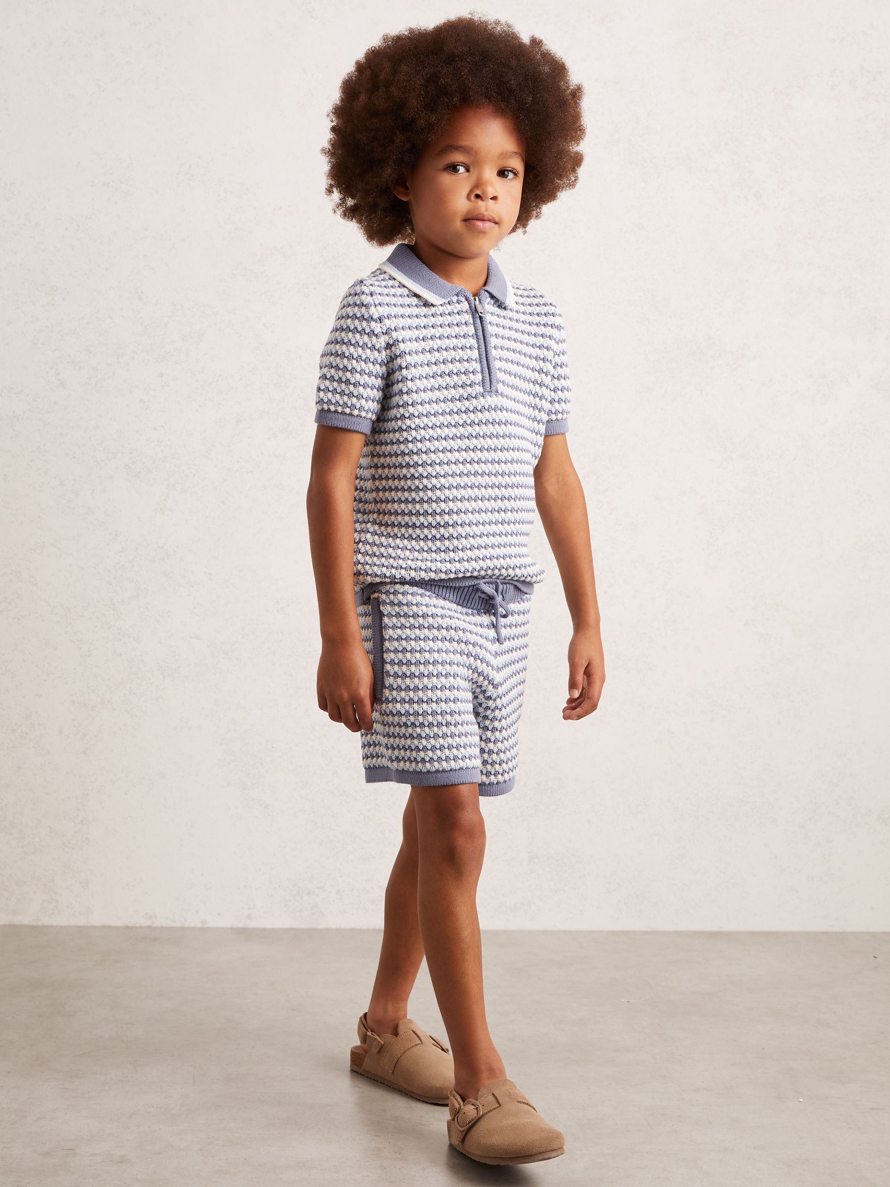 3-9 yrs Cotton-Blend Knitted Stripe Shorts in Blue/White