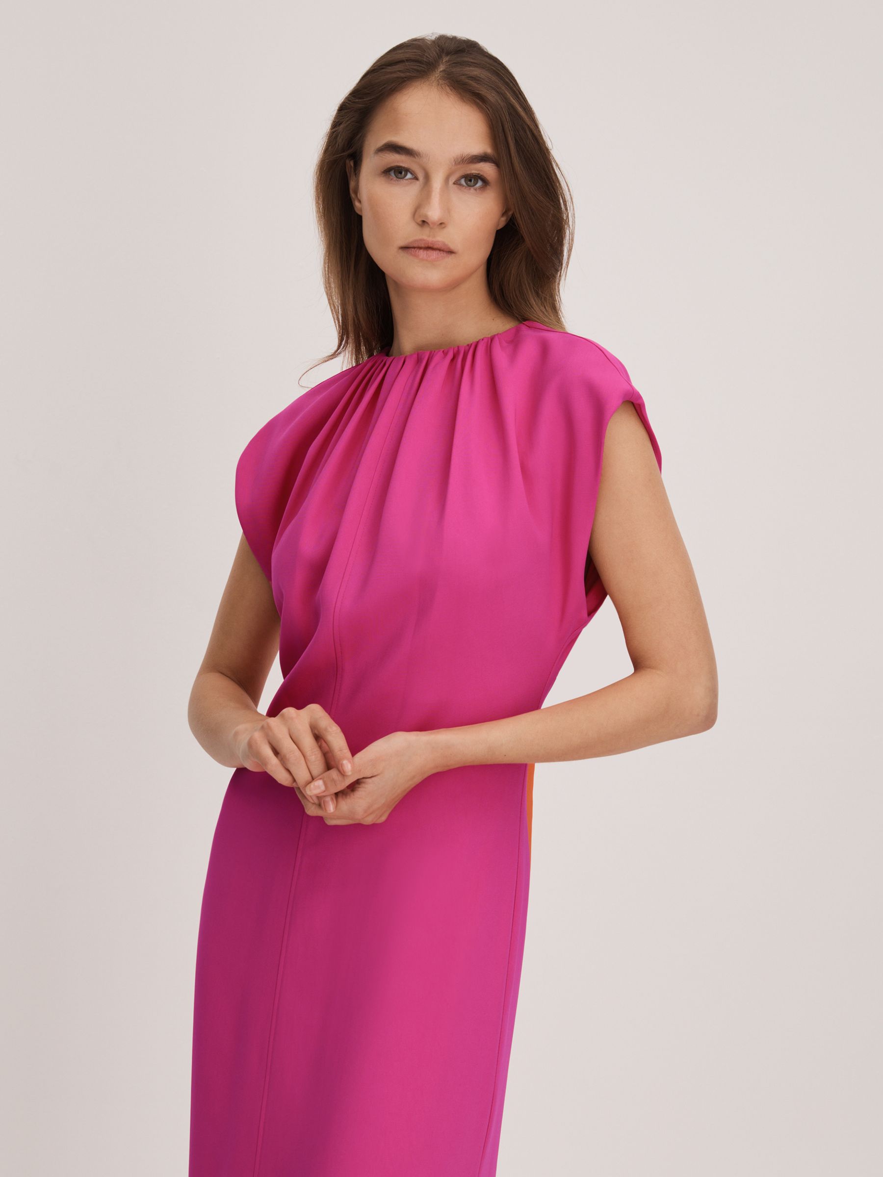 Florere Tie Back Midi Dress in Deep Pink