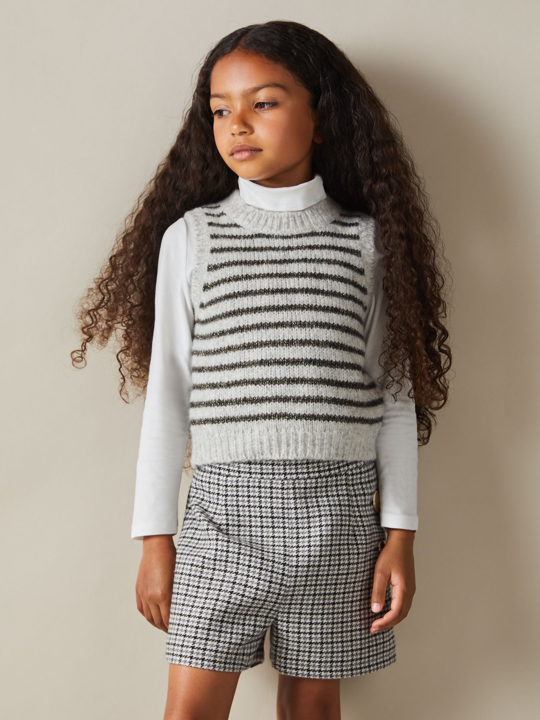 13-14 yrs Wool Blend Striped Vest in Grey