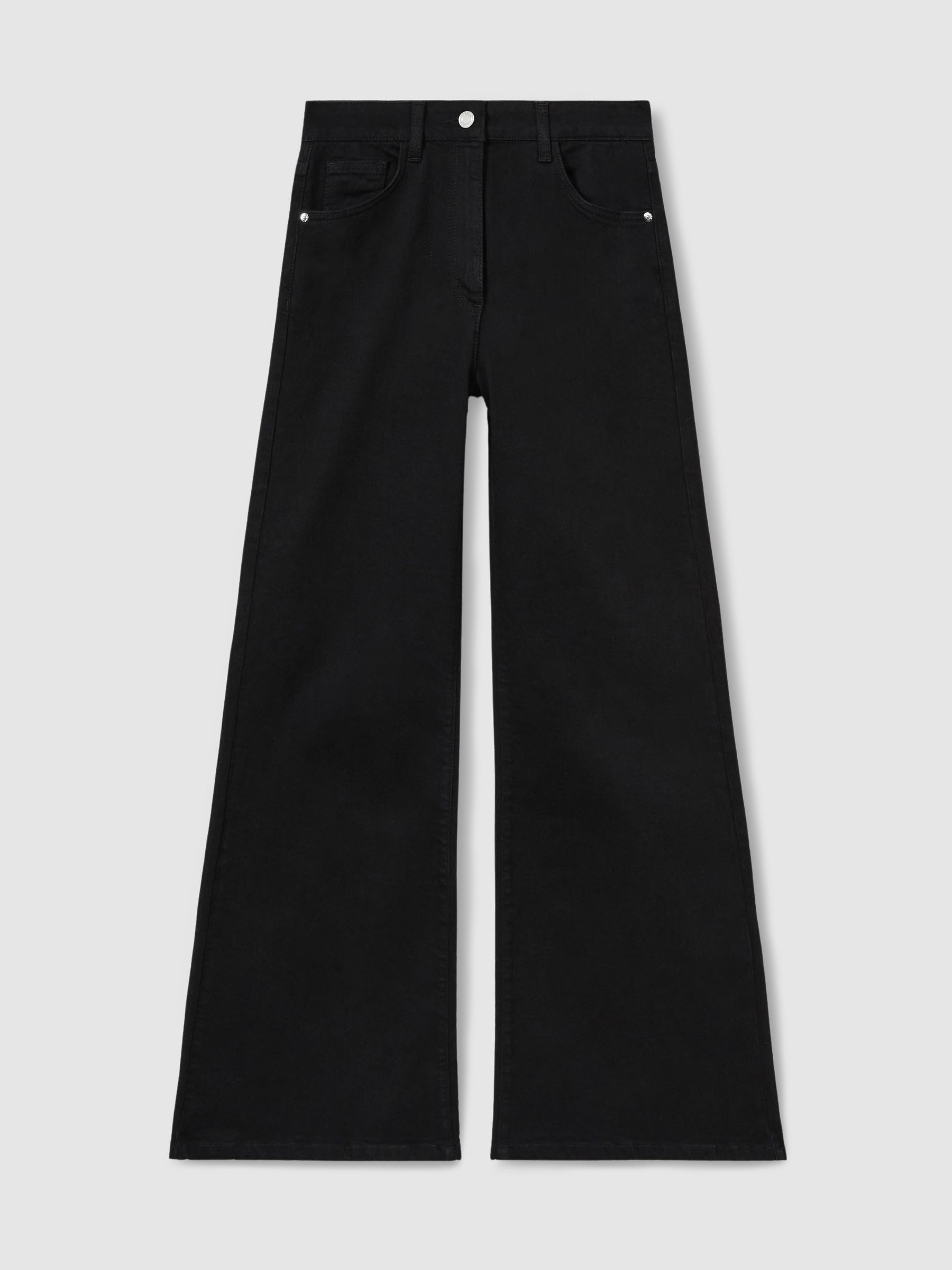 Mid-Rise Flared Jeans in Black