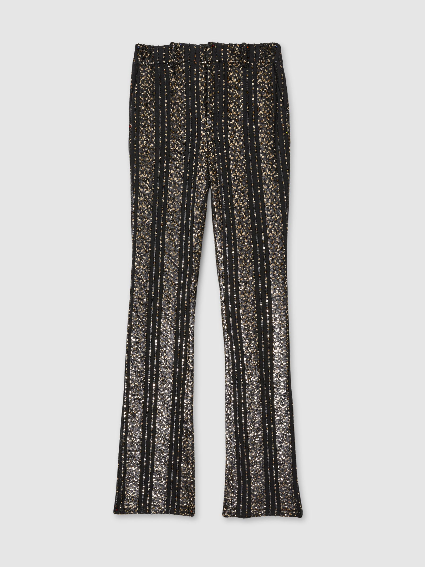 Halston Striped Sequin Trousers in Black