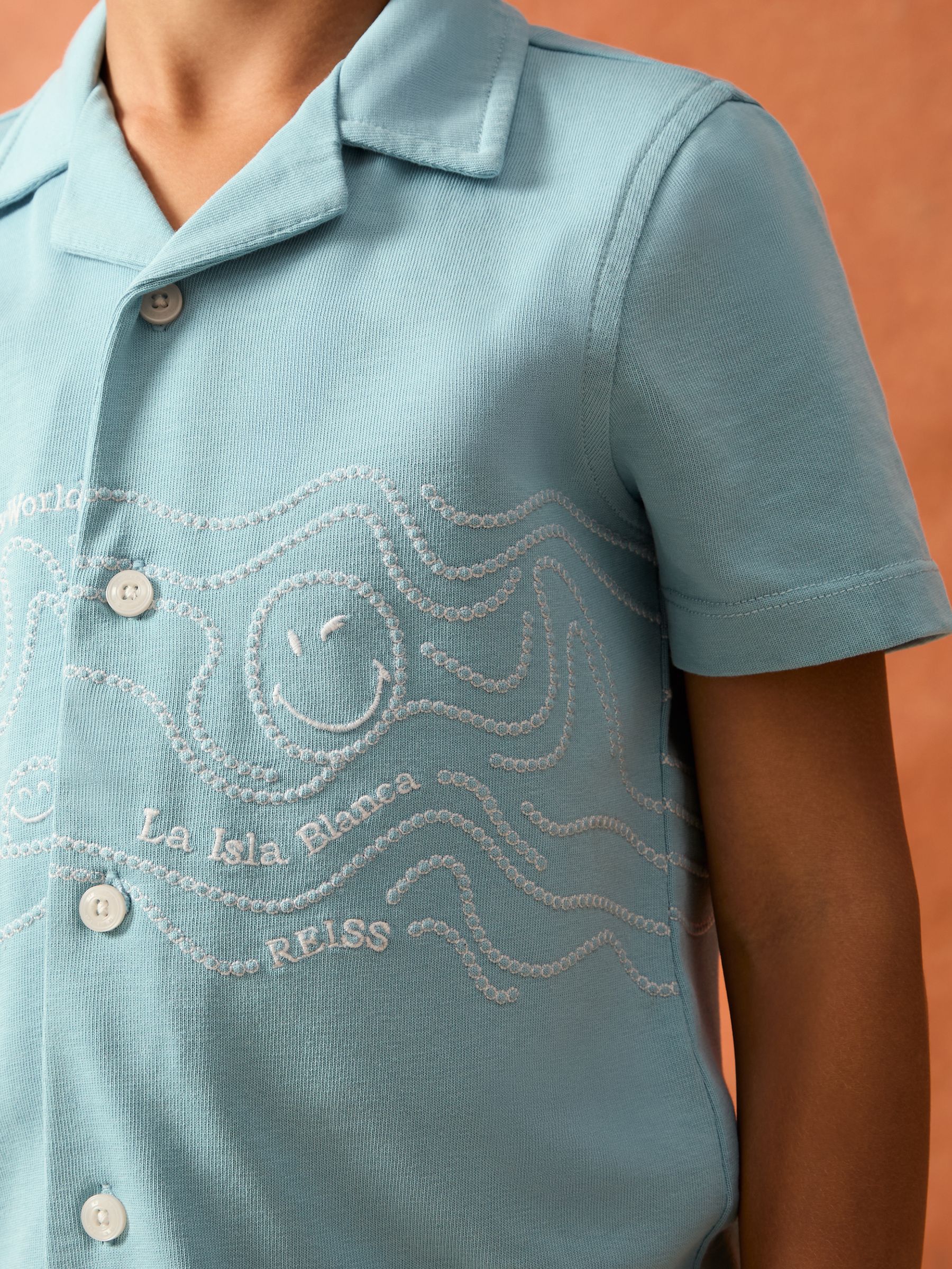 3-9 yrs SmileyWorld | Reiss Embroidered Shirt in Sky Blue
