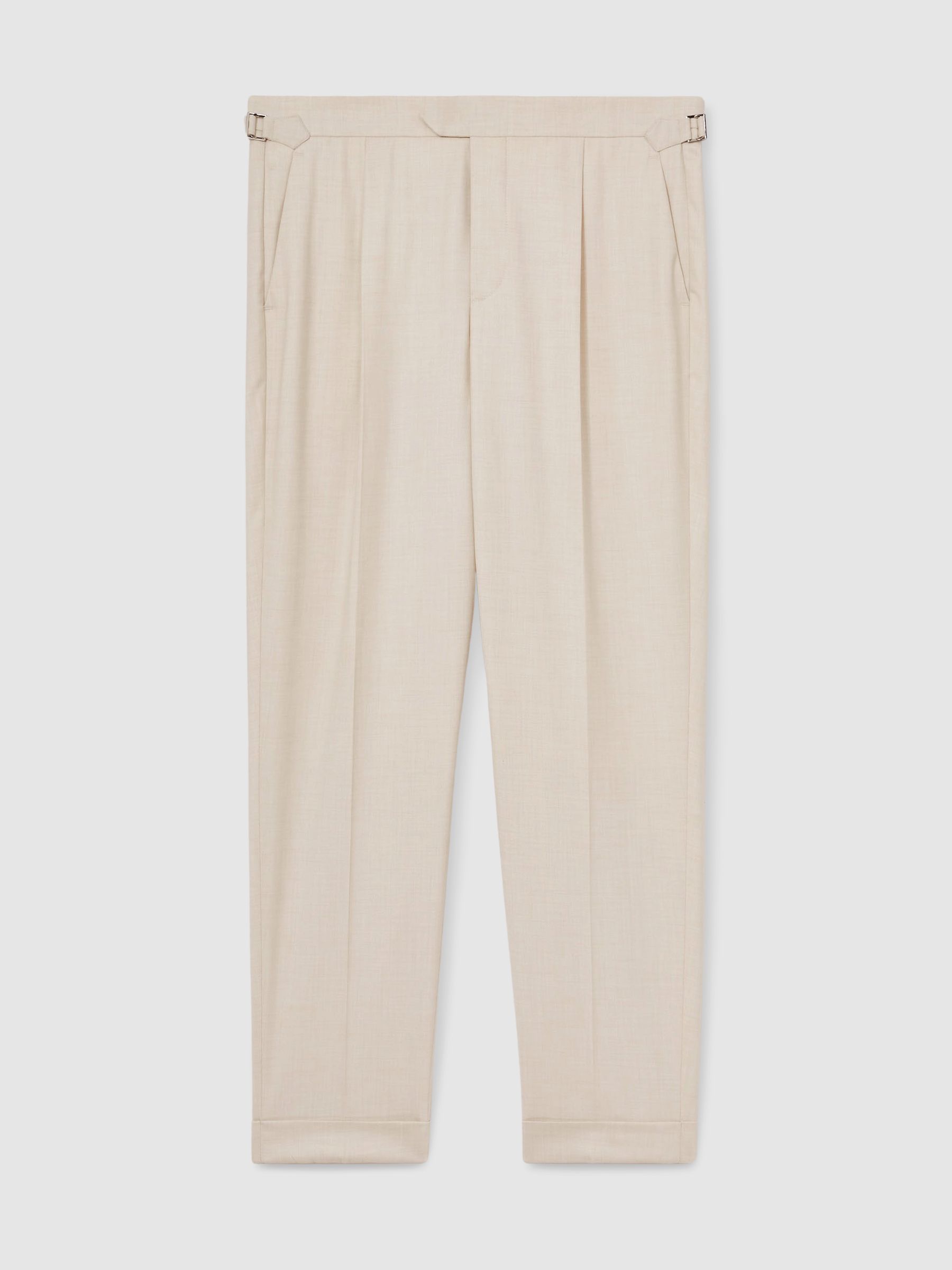Tapered Turn-Up Trousers in Ecru