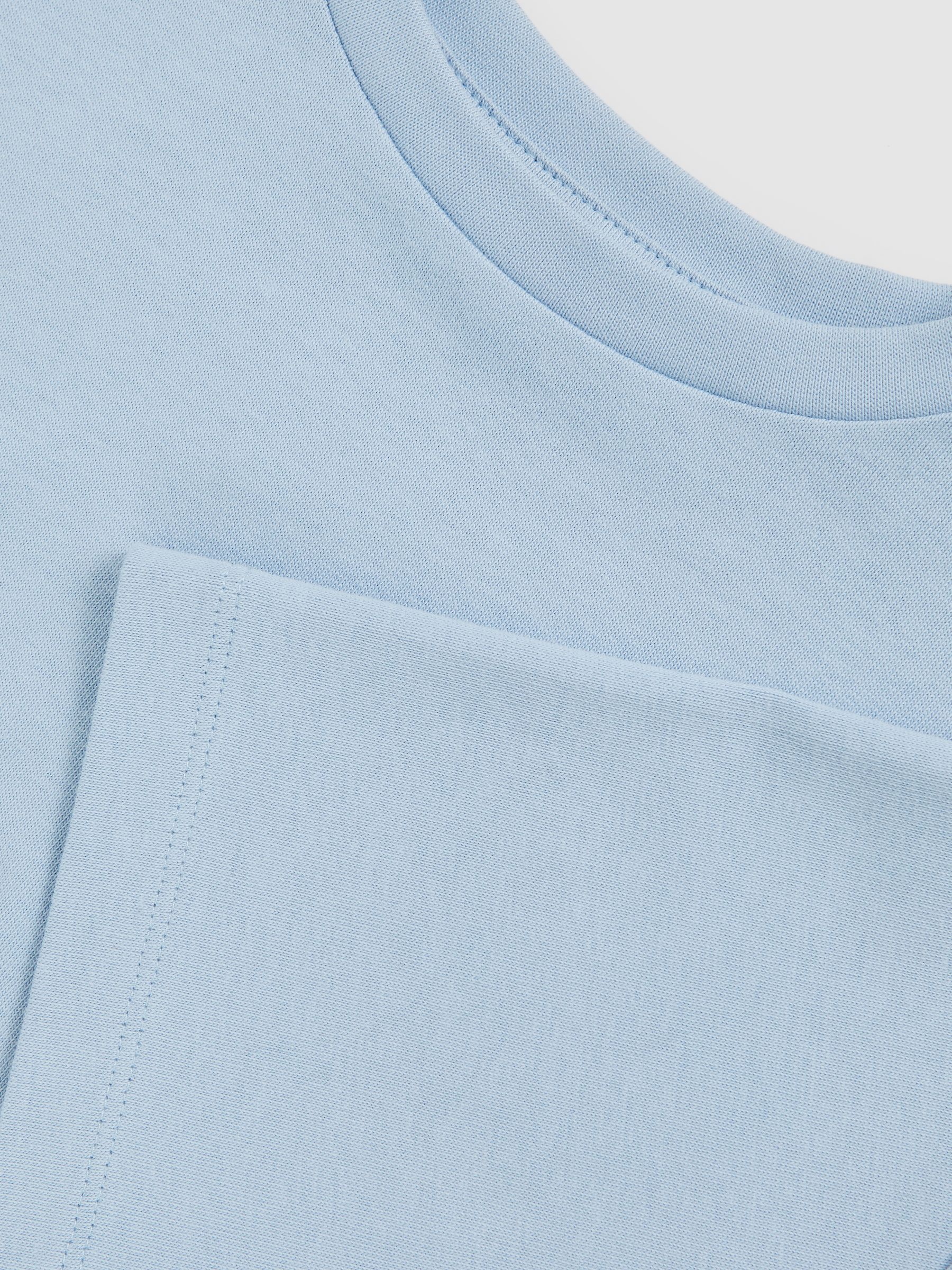 3-9 yrs Cotton Oversized Cropped T-Shirt in Blue