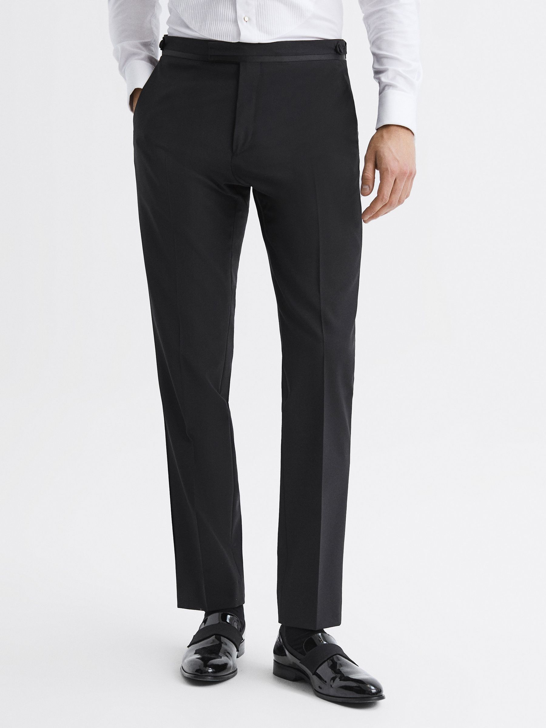 Modern Fit Tuxedo Trousers in Black