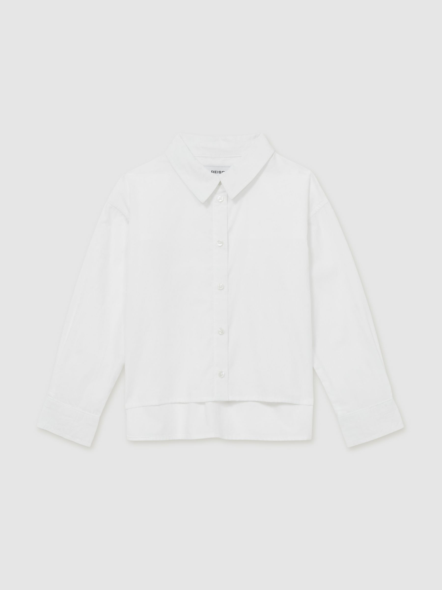 9-13 yrs Cotton-Poplin Button-Down Shirt in White