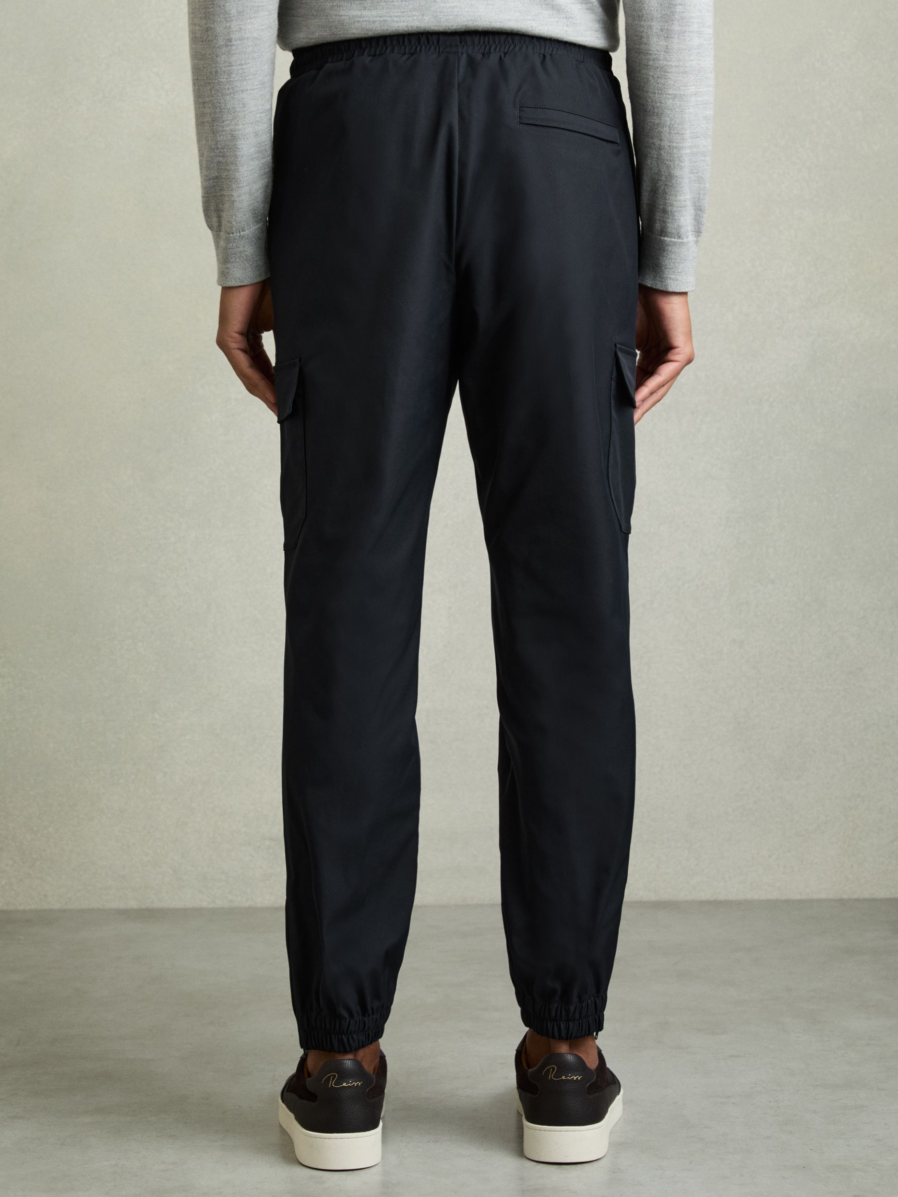 Technical Cargo Drawstring Trousers in Navy