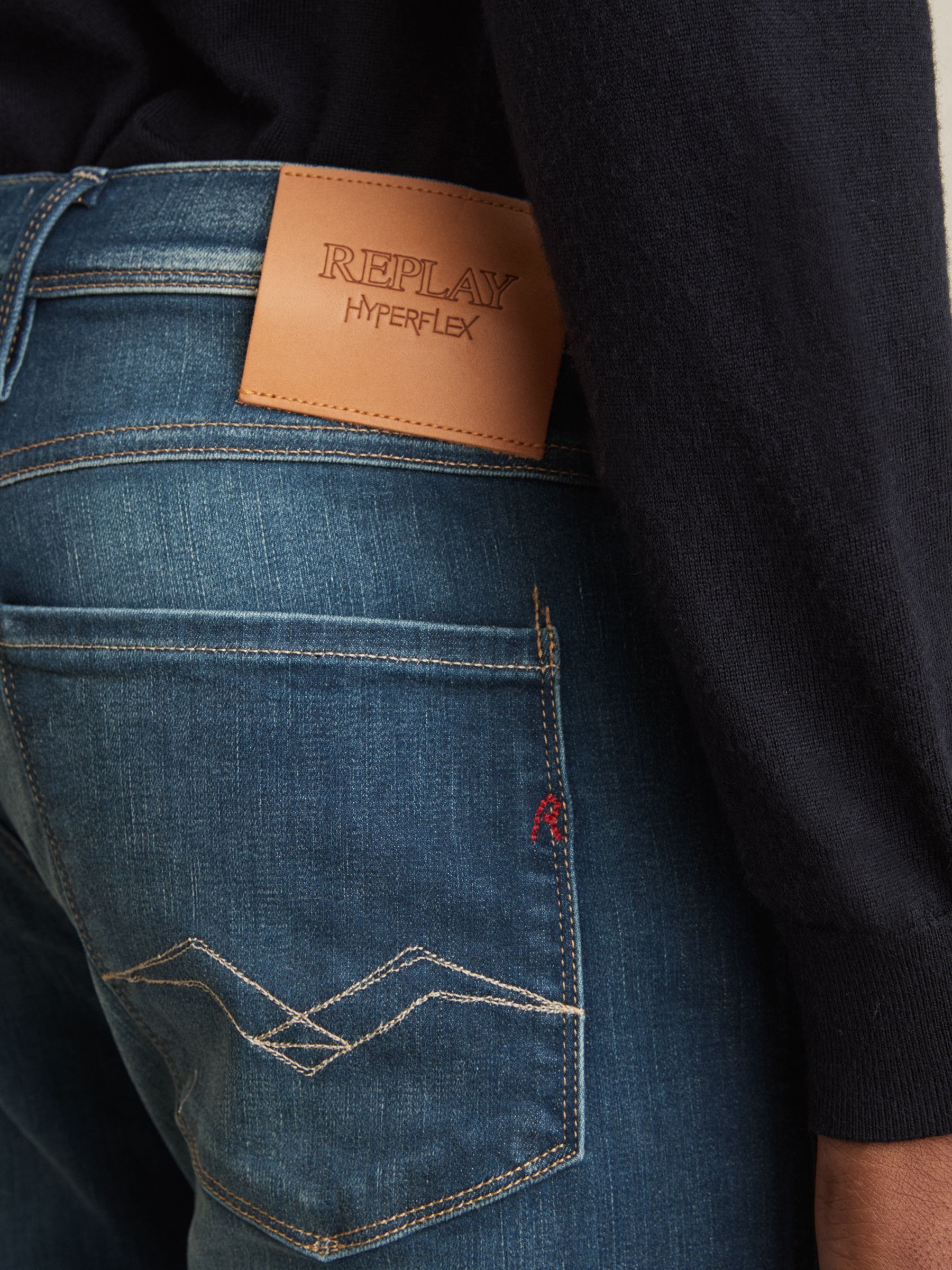Replay Slim-Fit Hyperflex Jeans in Mid Blue