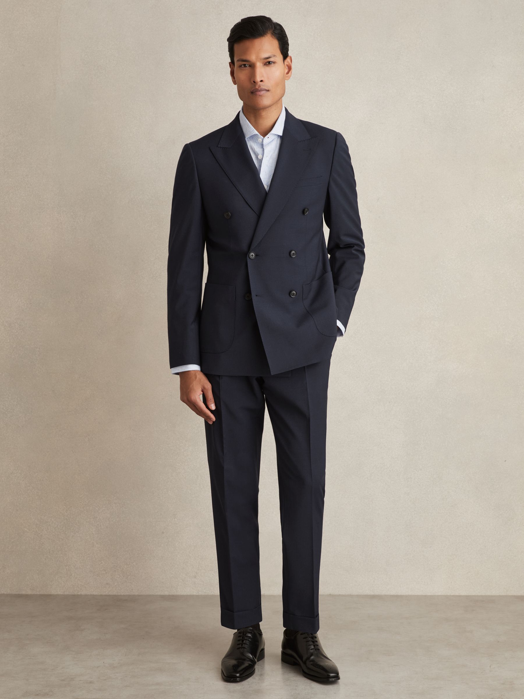 Slim-Fit Double-Breasted Wool-Blend Suit Blazer in Bright Blue
