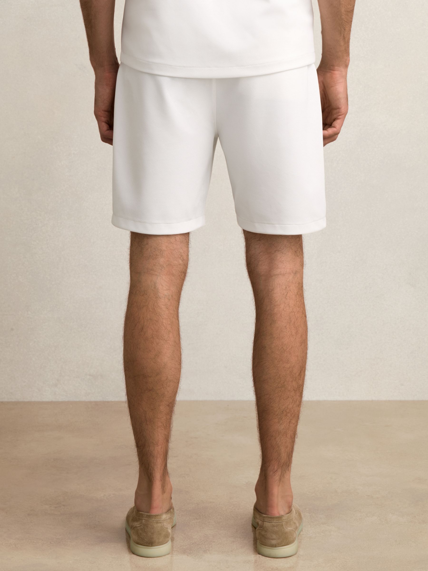 Textured Drawstring Shorts in White
