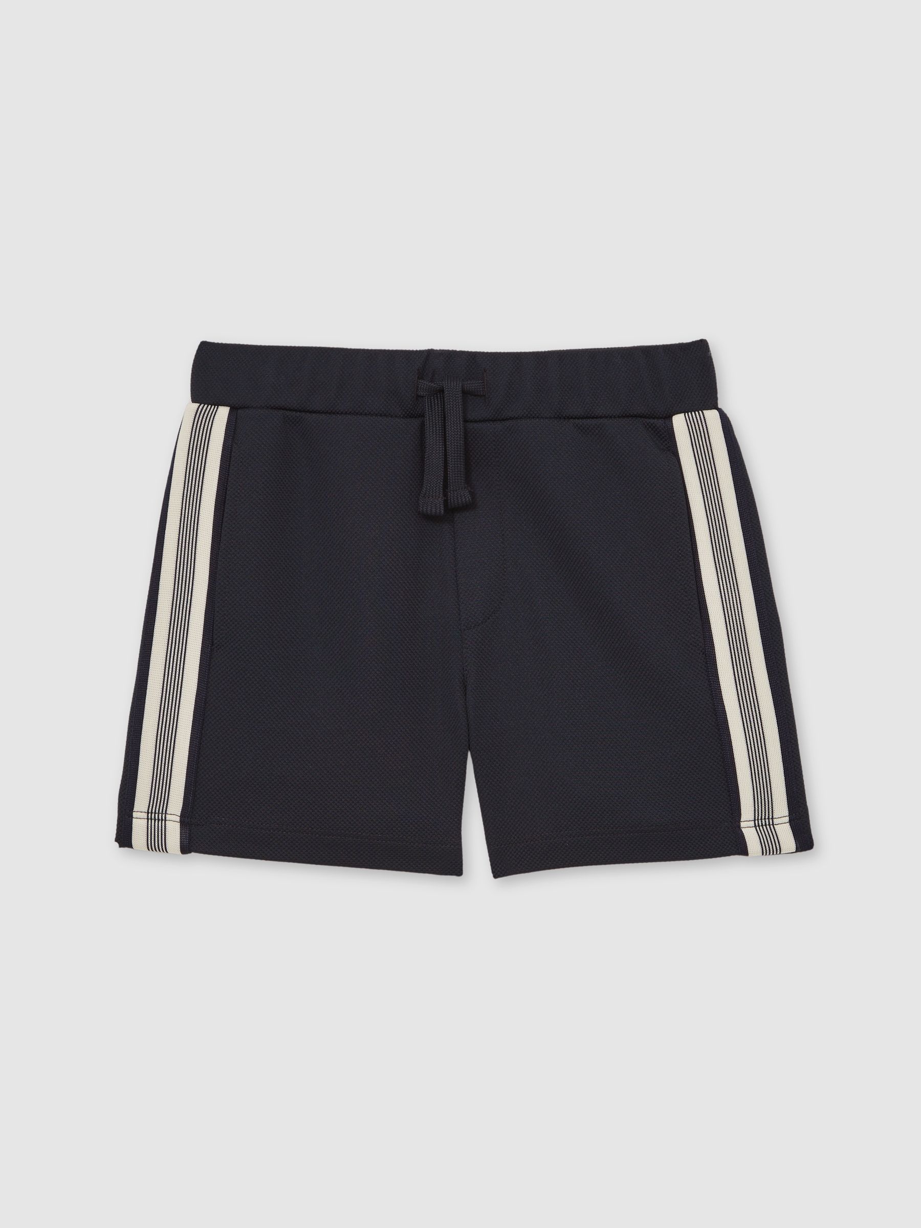 9-13 yrs Side Stripe Textured Shorts in Navy Blue