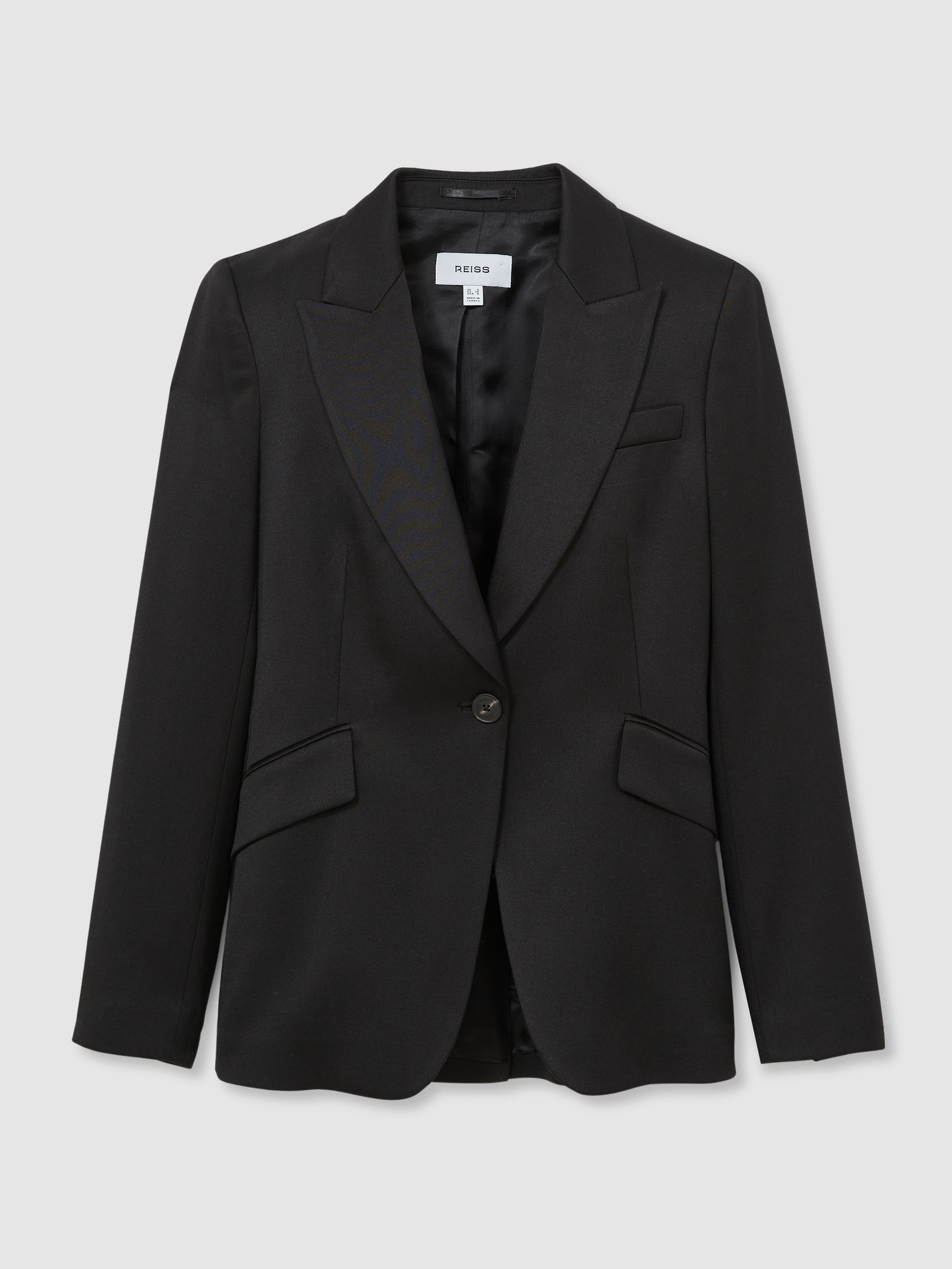 Single-Breasted Peak-Lapel Tailored Blazer in Black