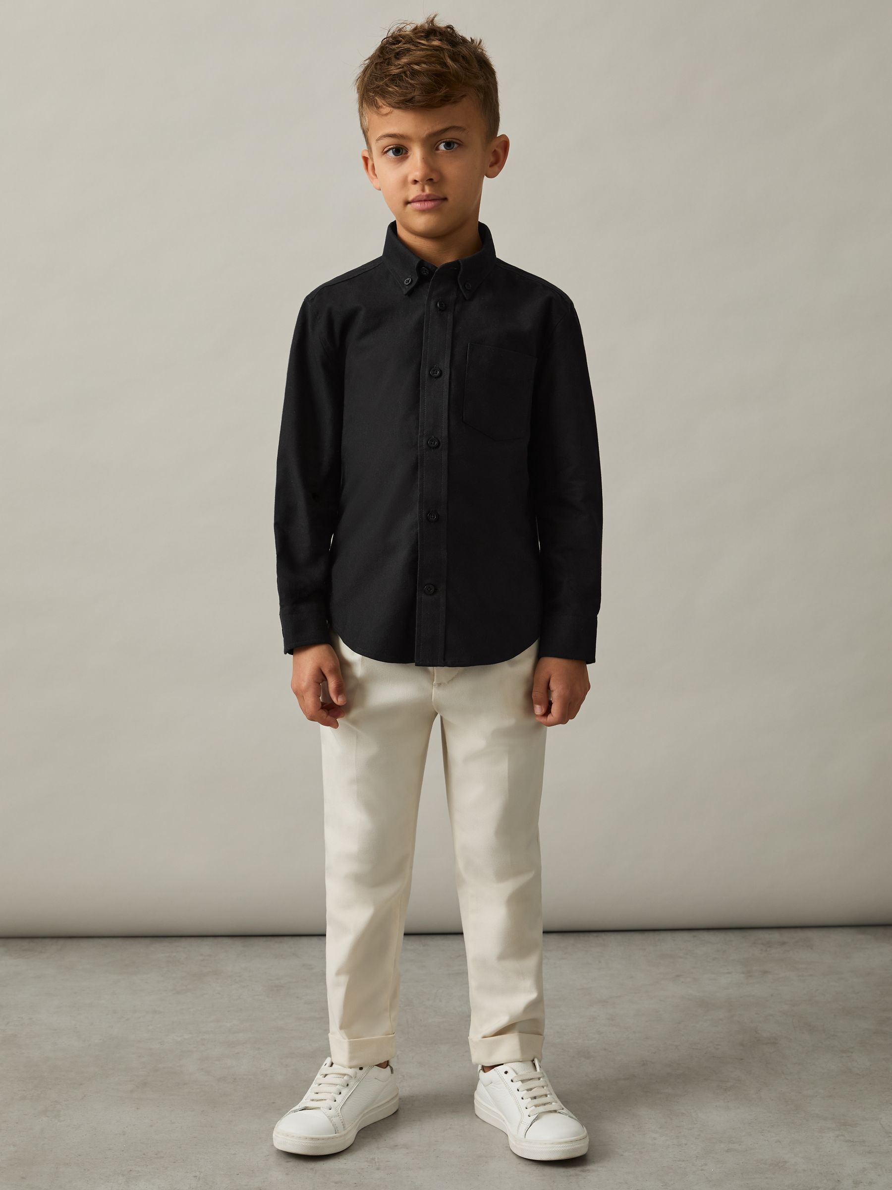 3-9 yrs Button Down Oxford Shirt in Black