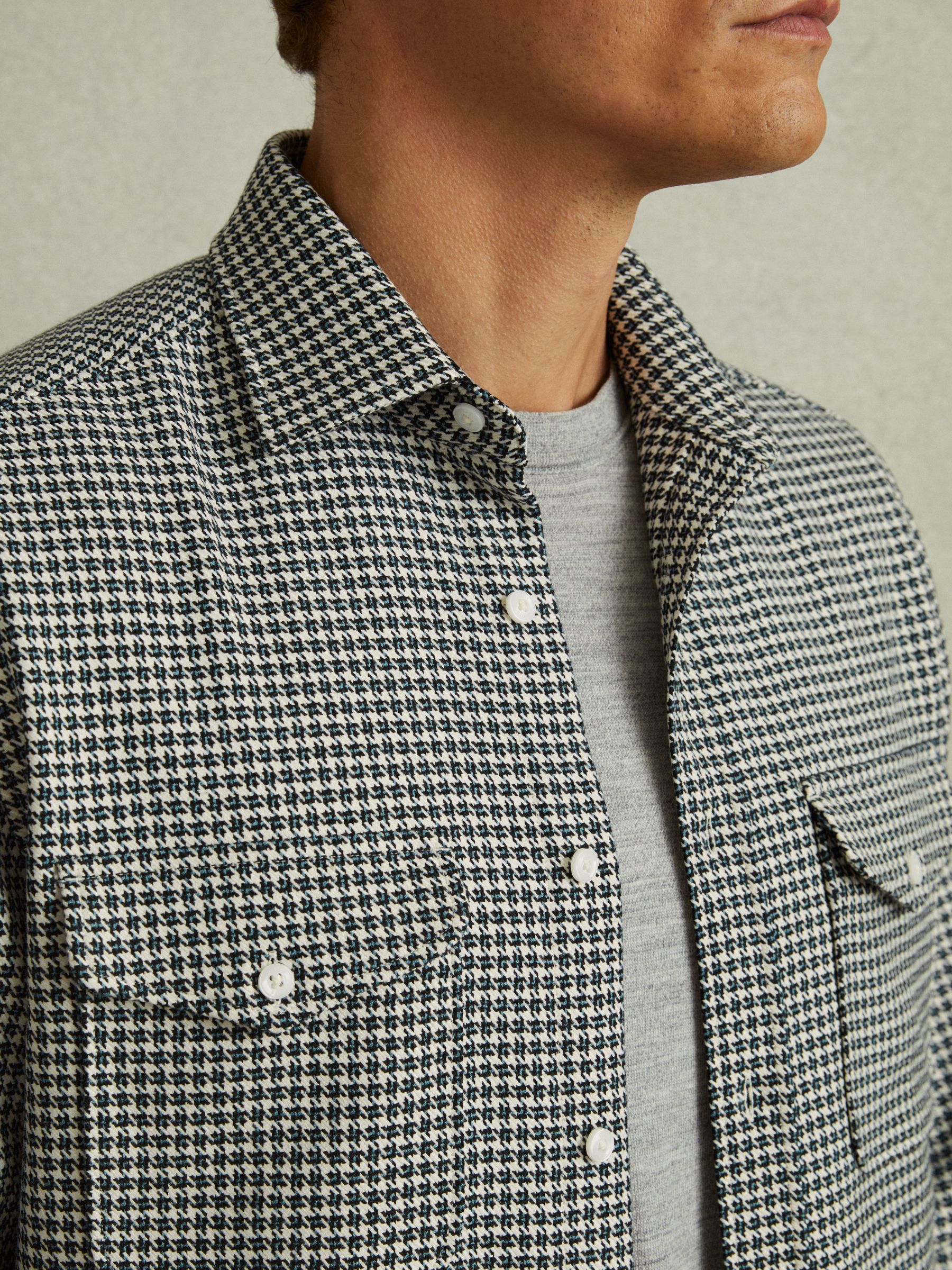 Houndstooth Overshirt in Black