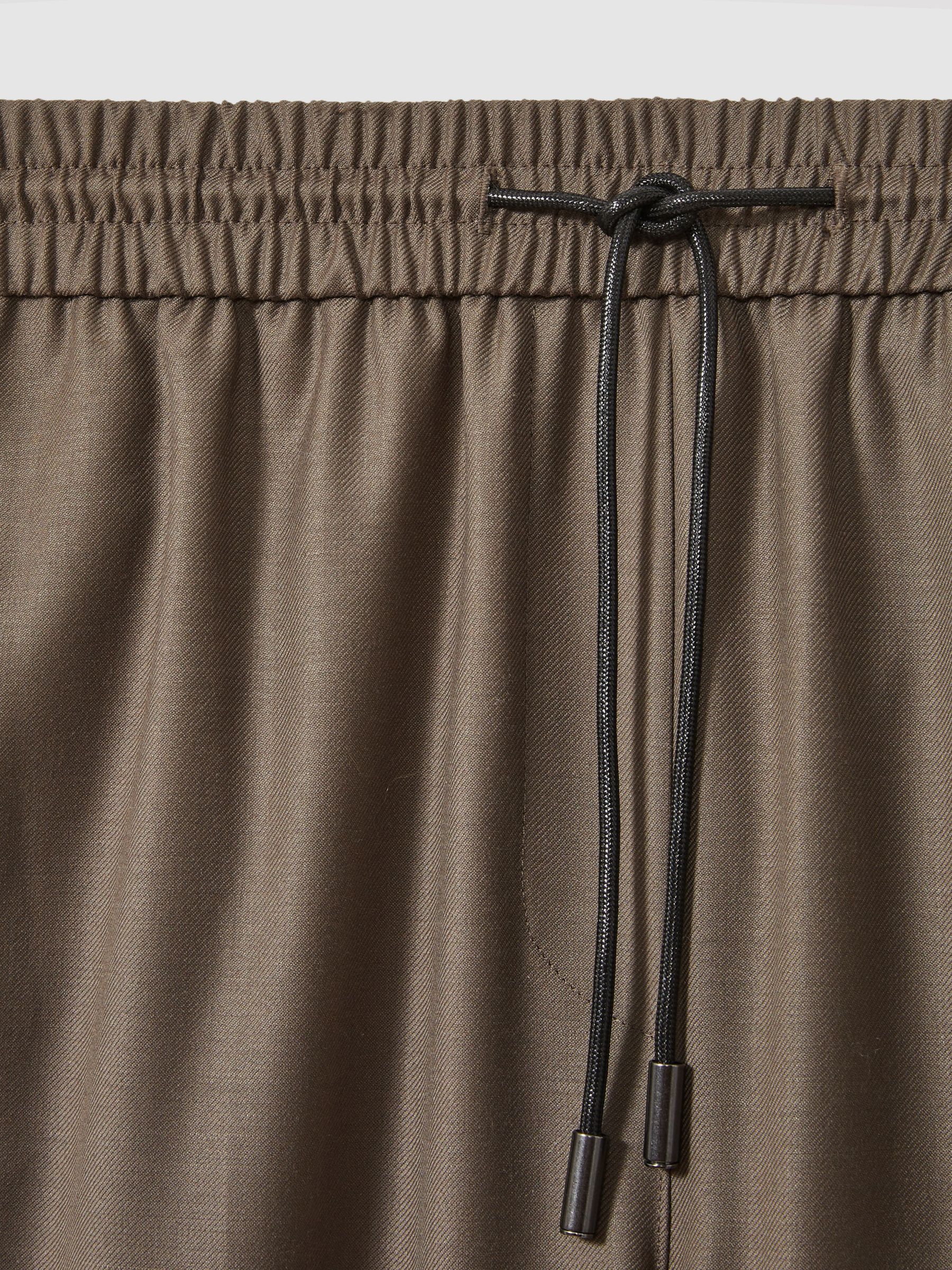 Wool-Blend Drawstring-Waist Tapered Trousers in Mink Neutral