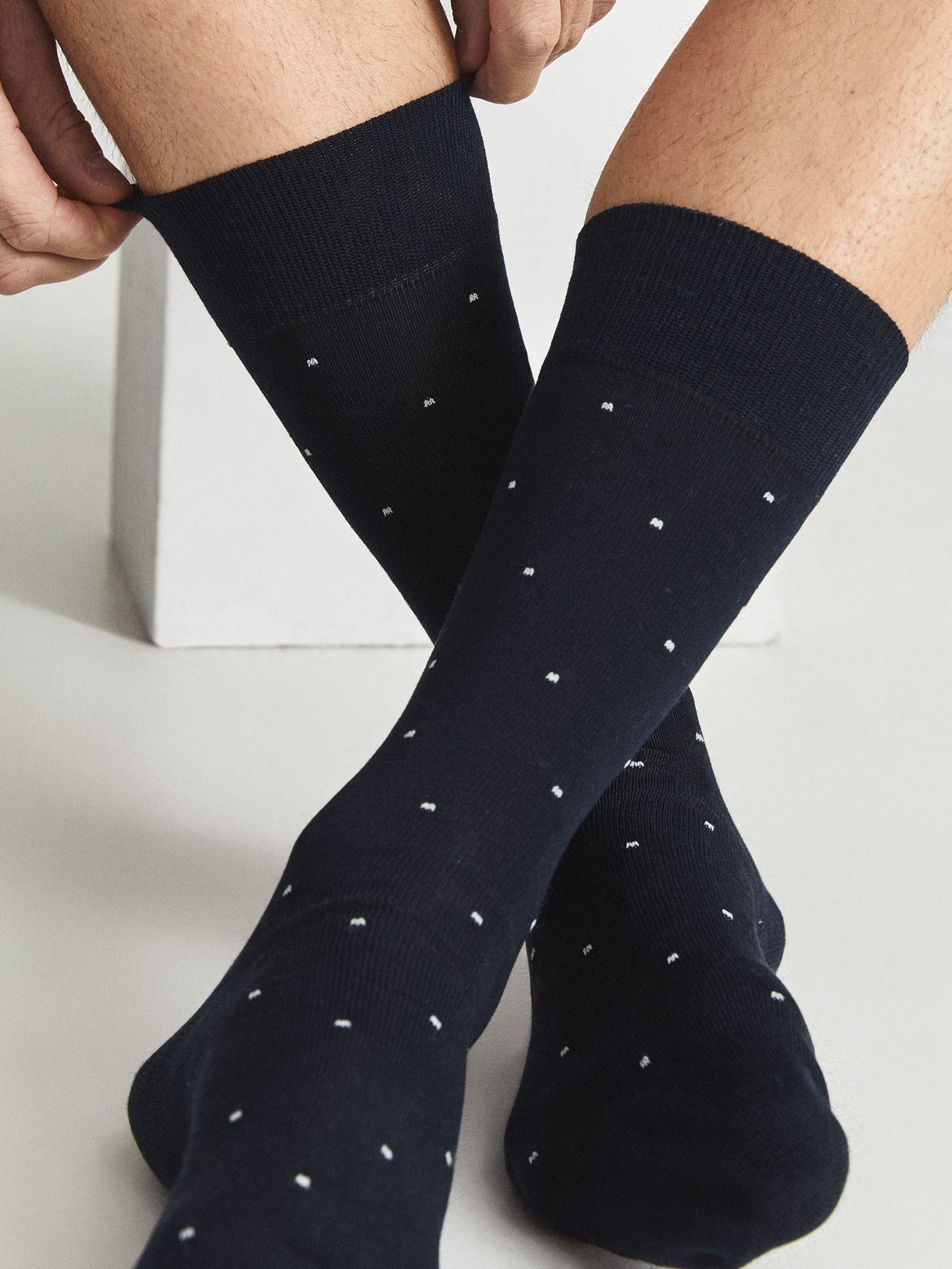 Polka Dot Socks in Navy
