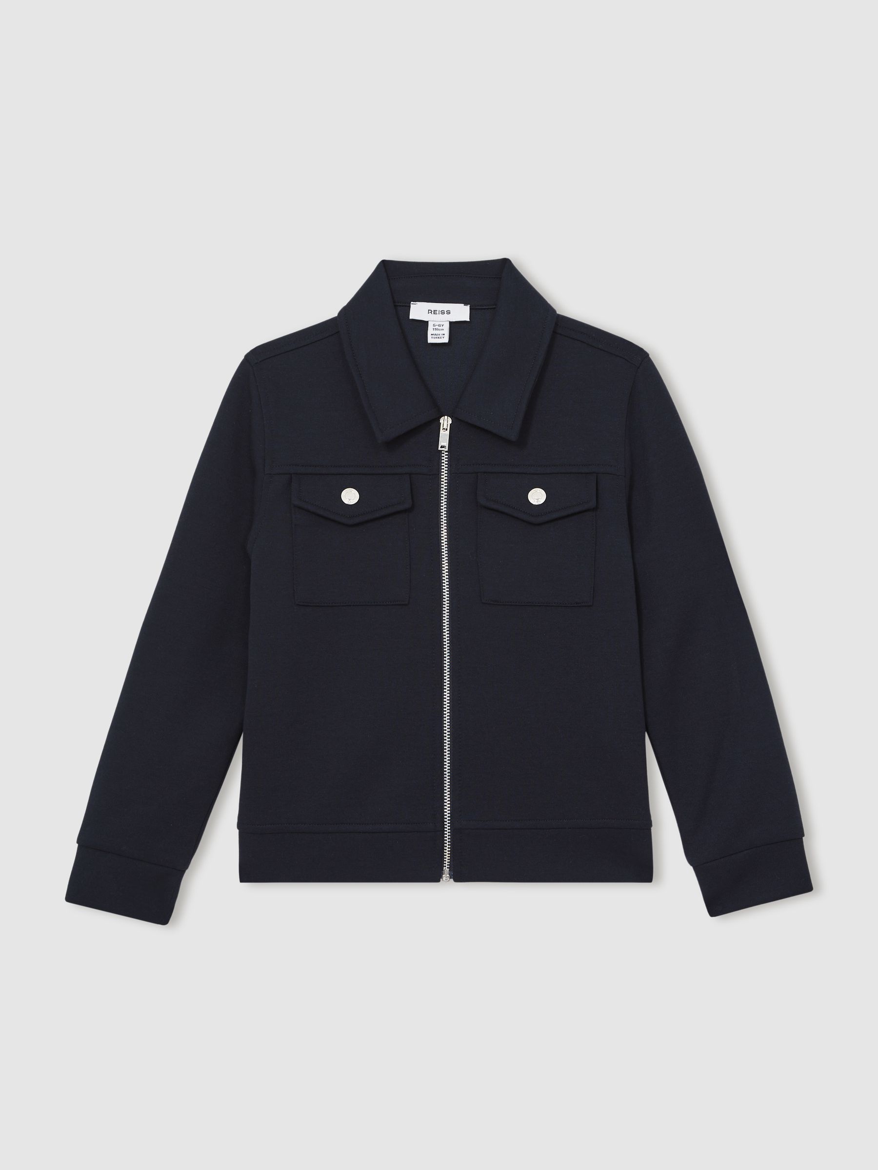 9-13 yrs Interlock Zip Through Overshirt in Navy Blue
