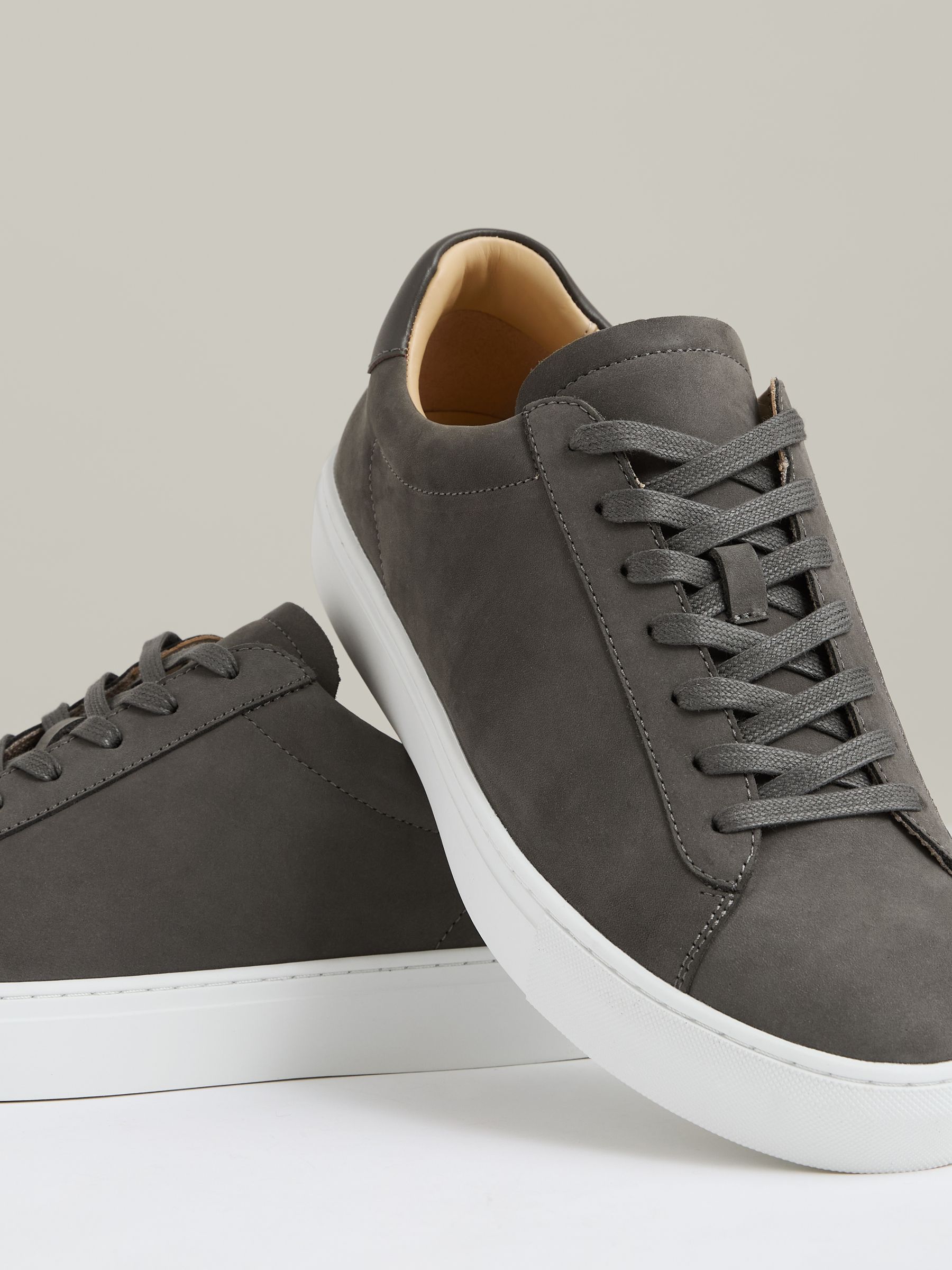 Nubuck Leather Low-Top Trainers in Grey
