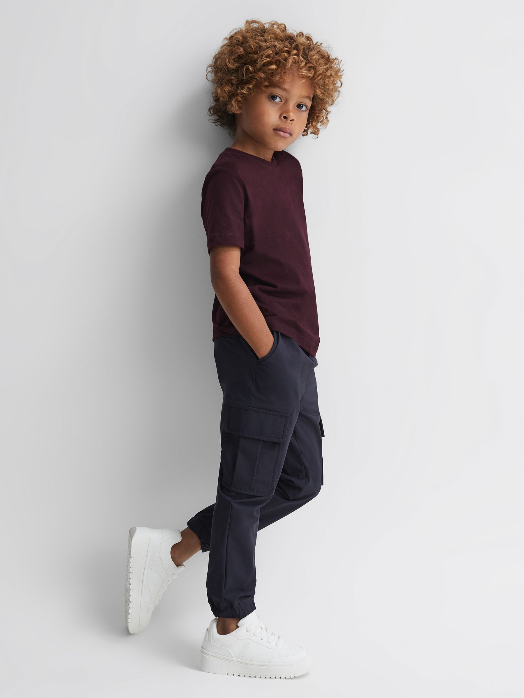 3-9 yrs Cotton-Blend Jersey Crew-Neck T-Shirt in Bordeaux