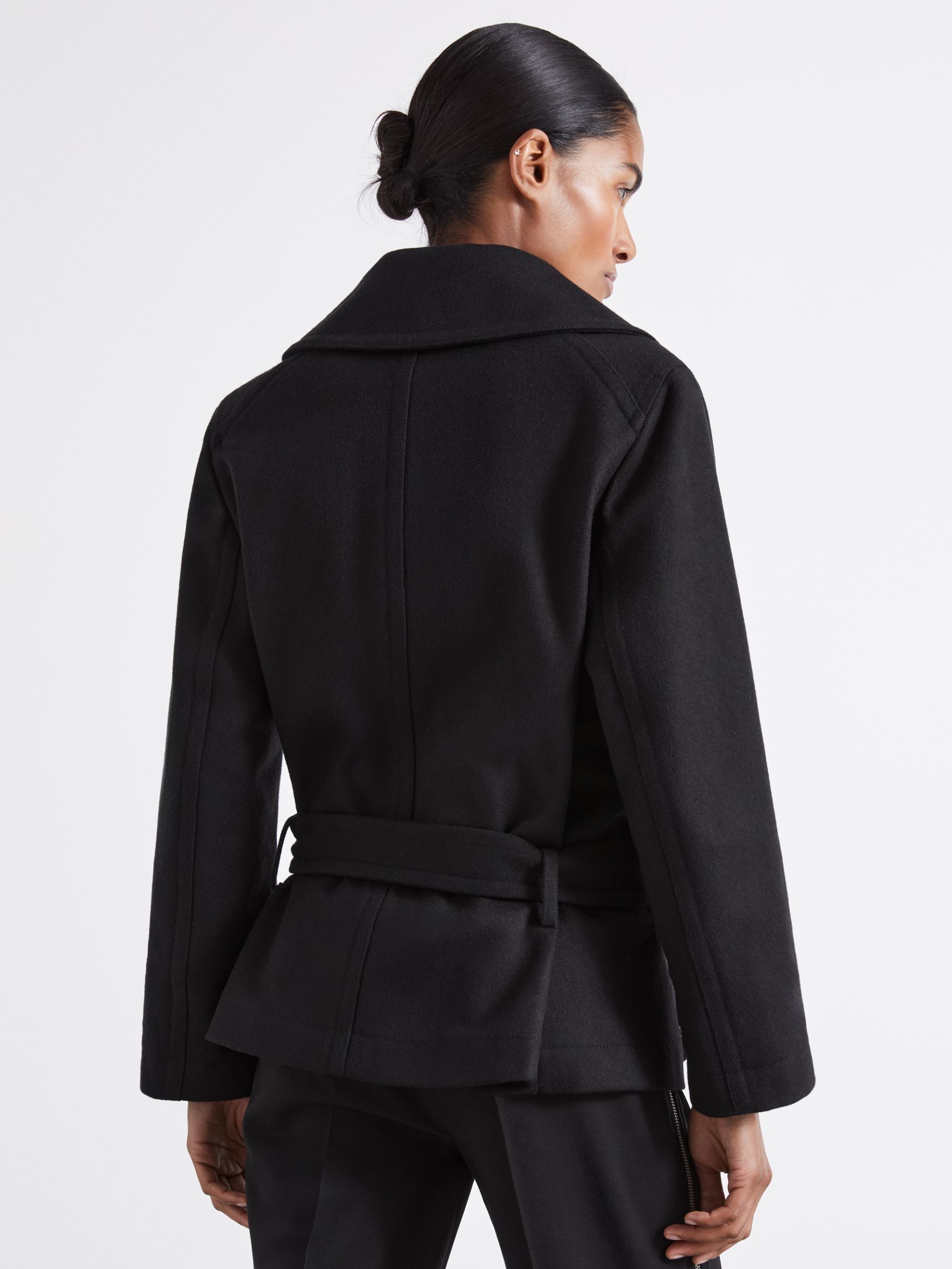 Atelier Virgin Wool-Blend Belted Coat in Black