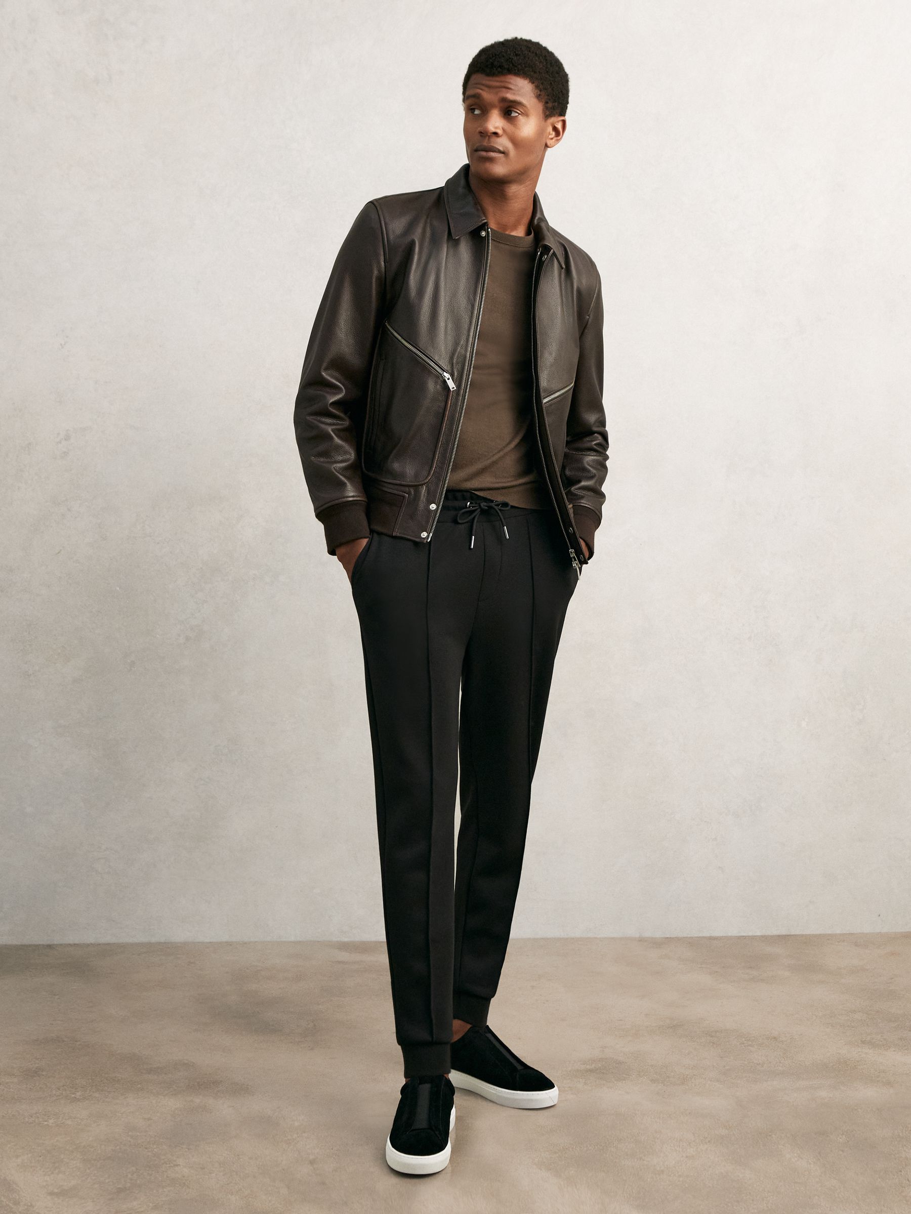 Suede Slip-On Elasticated Trainers in Black