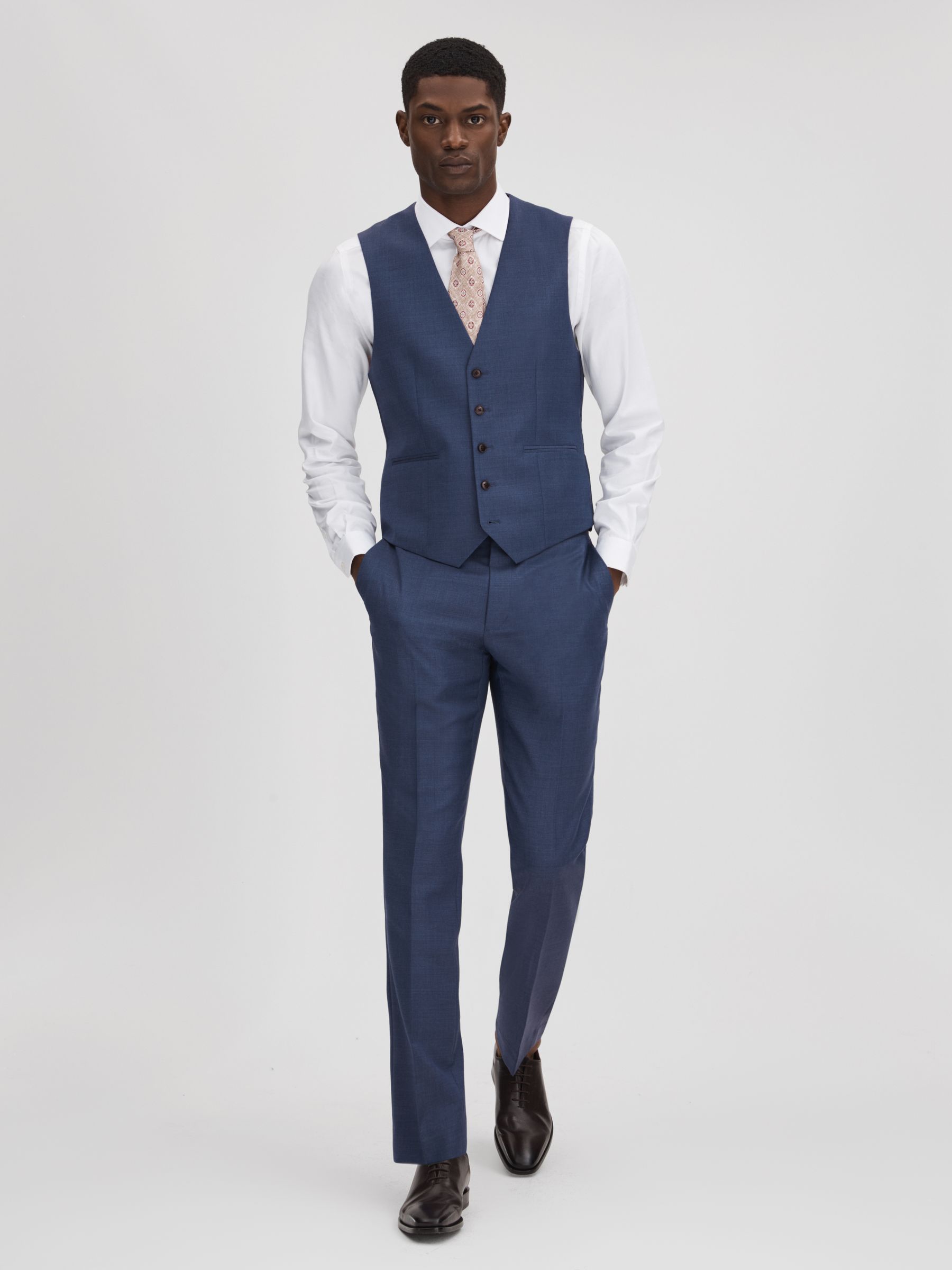 Slim Fit Wool Waistcoat in Bright Blue