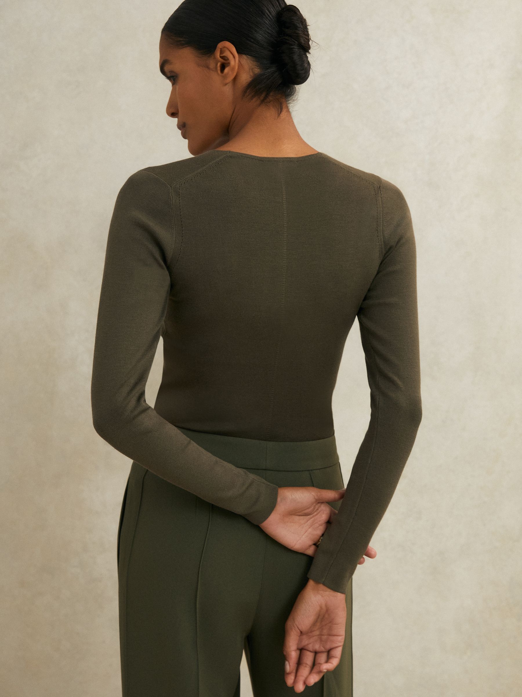 Atelier Knitted Silk-Blend Top in Khaki