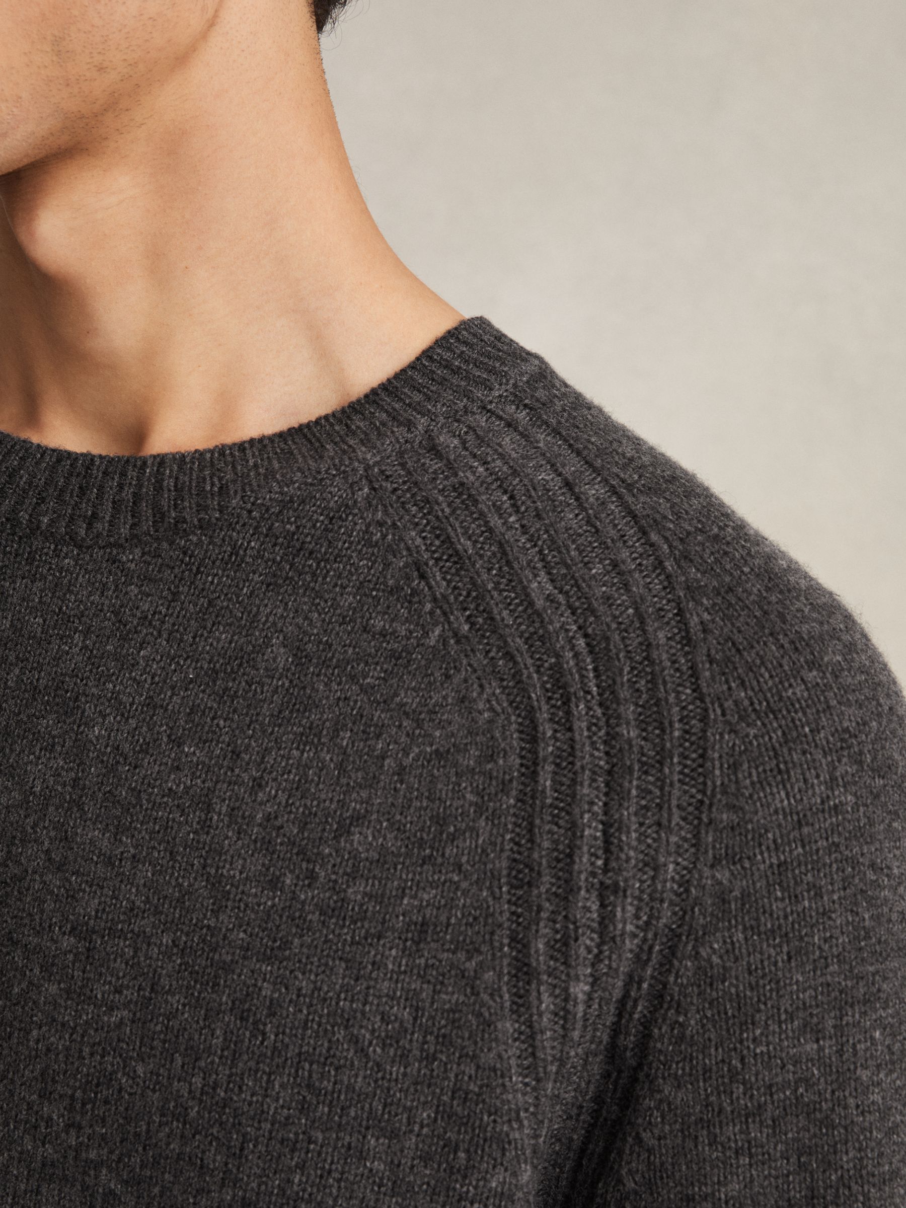 Wool Blend Heavy Knit T-Shirt in Charcoal Melange