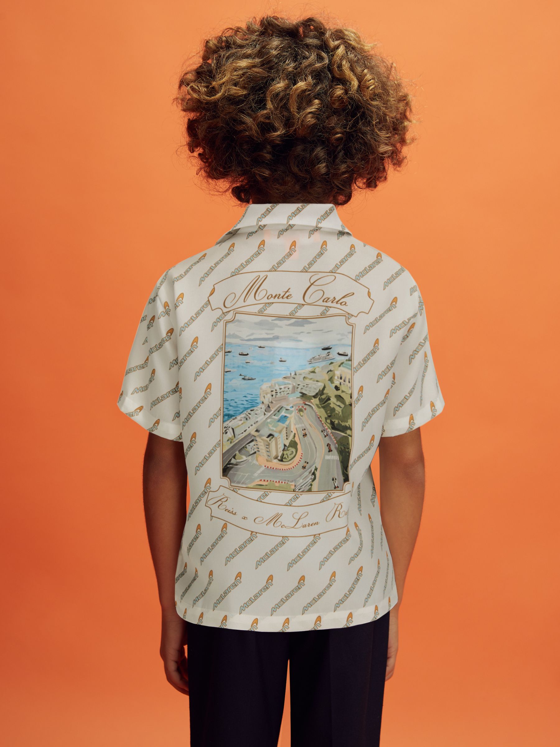 3-9 yrs McLaren F1 Monte Carlo Cuban Collar Shirt in White Multi