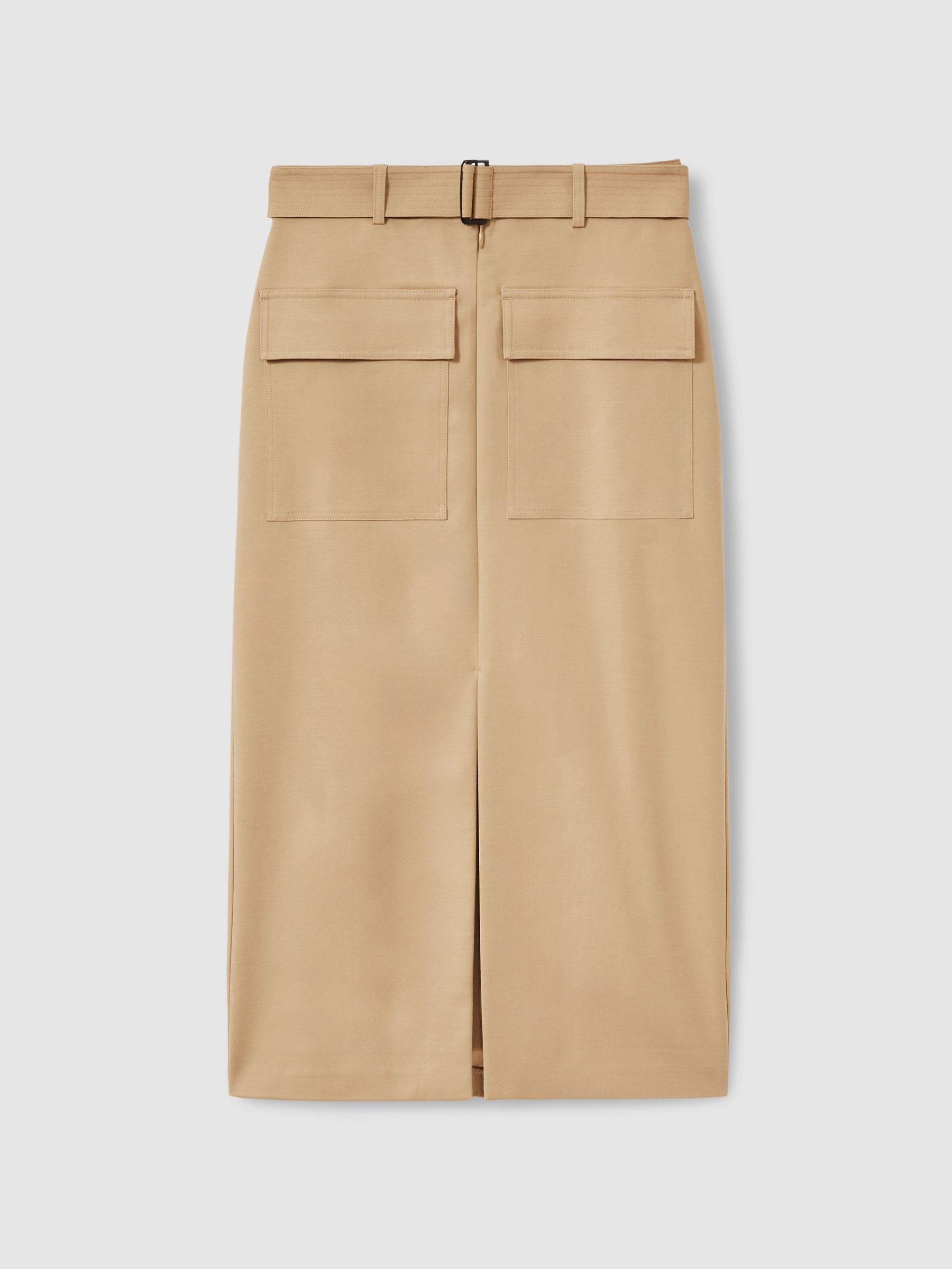 Cargo Pencil Skirt With Cotton in Camel