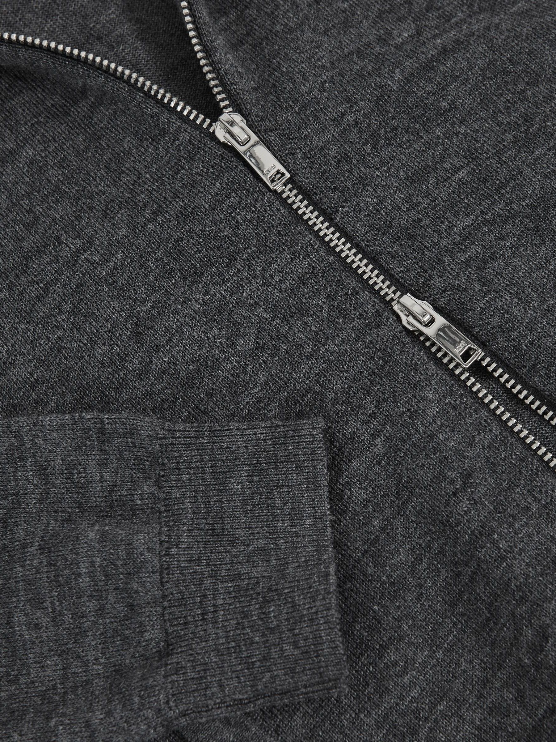 13-14 yrs Merino Wool-Blend Zip-Through Cardigan in Derby Grey Melange