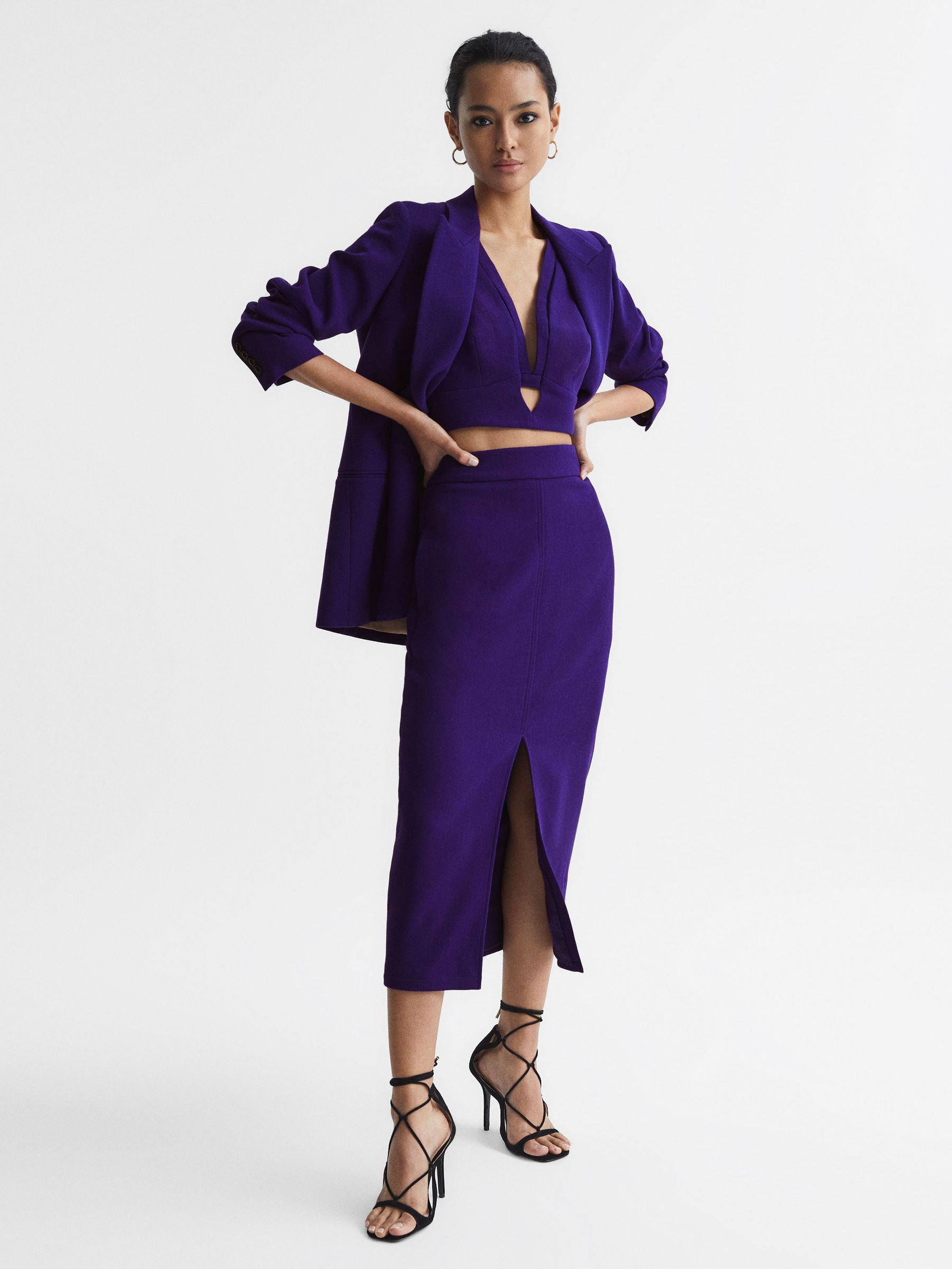 Deep V-Neck Crop Top in Purple