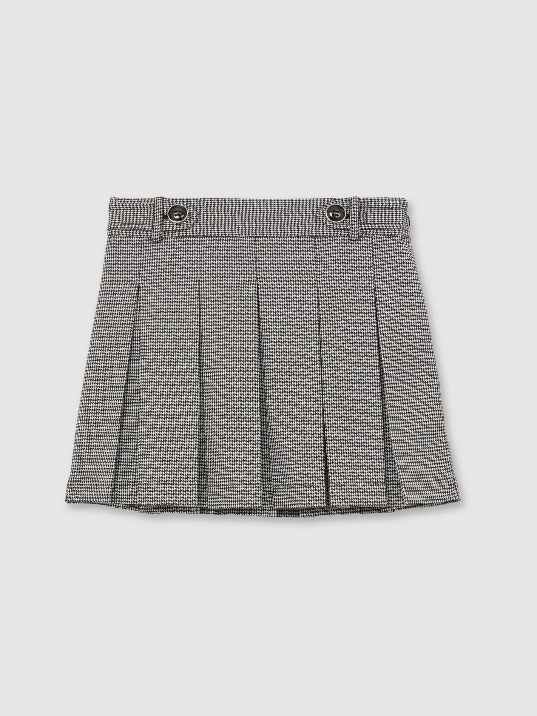 9-13 yrs Houndstooth-Check Pleated Skirt in Black/White