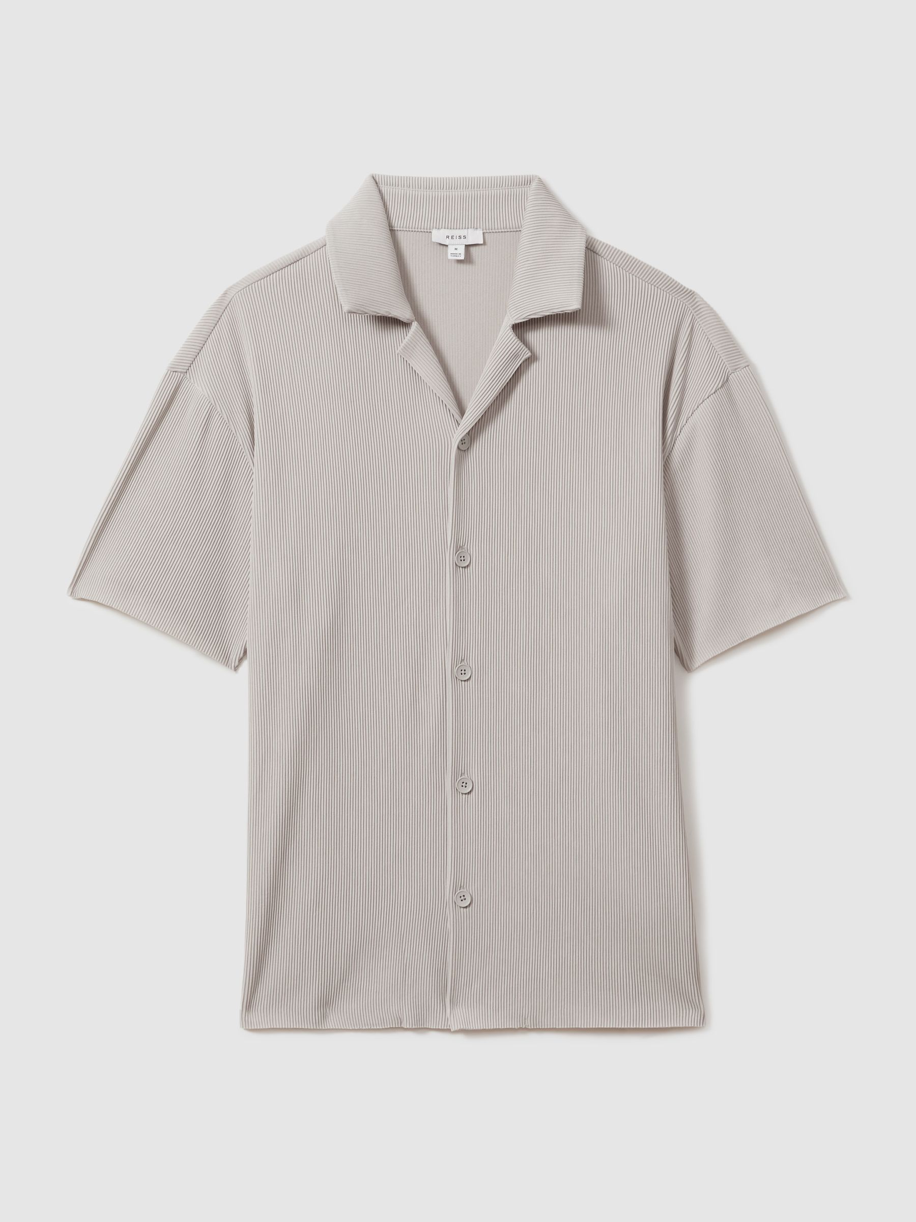 Ribbed Cuban Collar Shirt in Silver