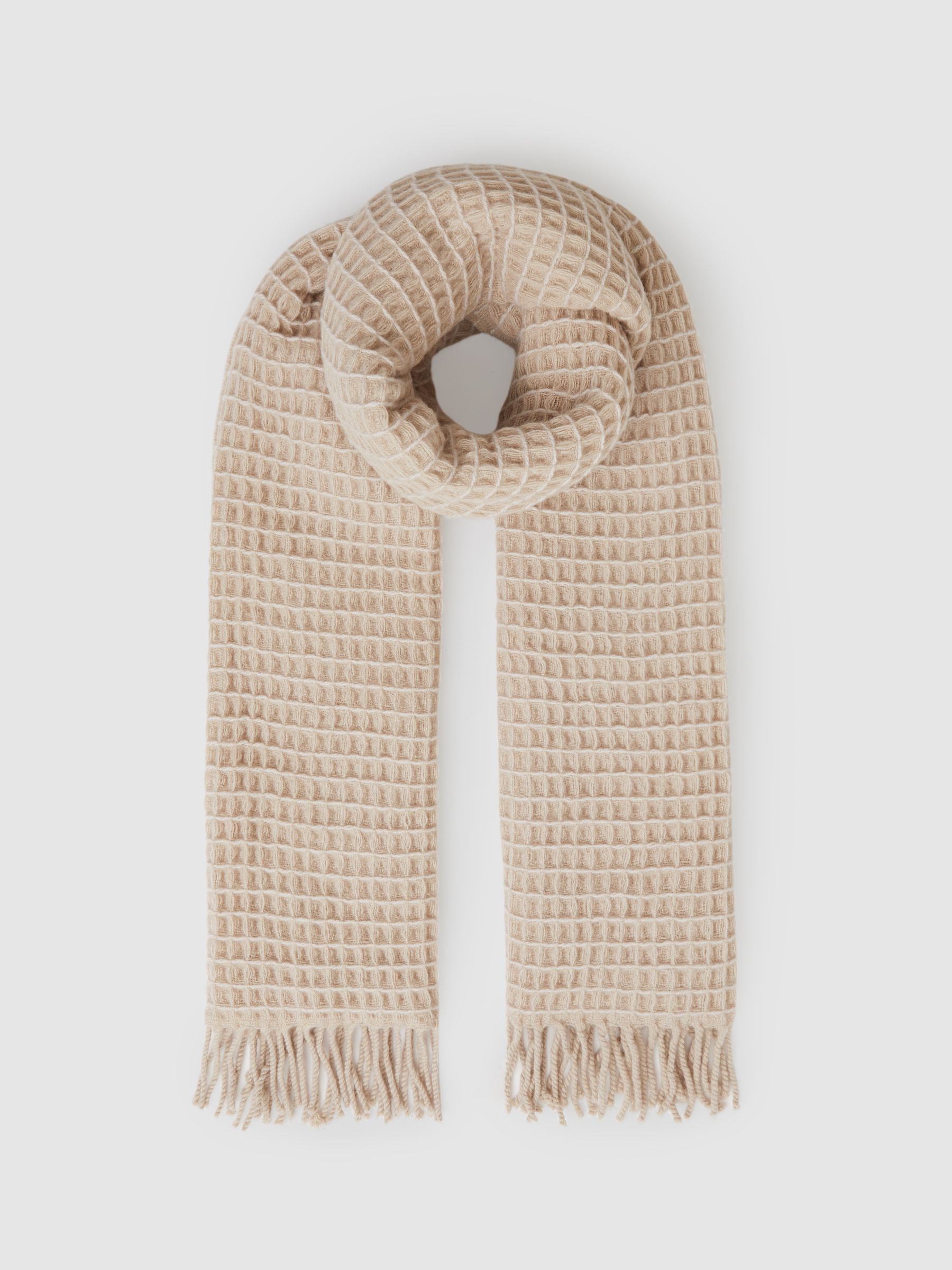 Wool Waffle Scarf in Neutral