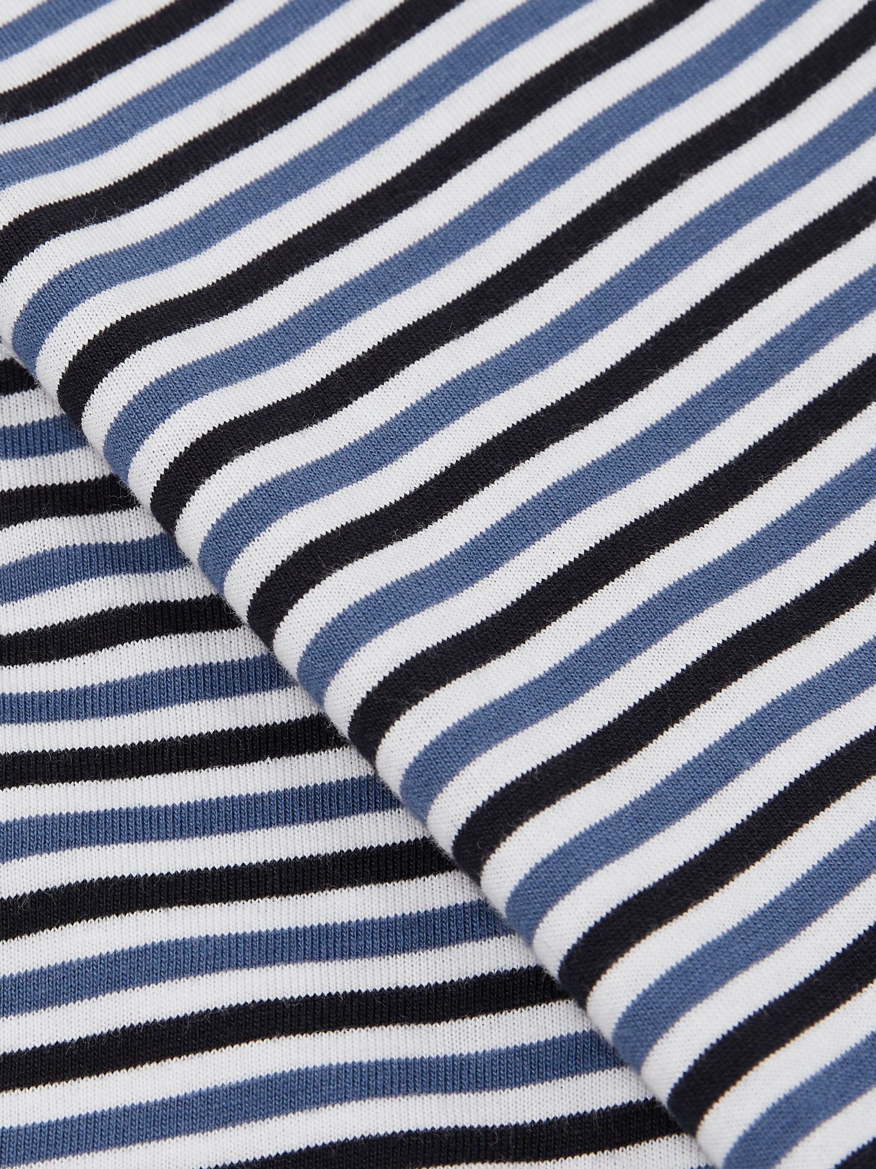 Mercerised-Cotton Stripe T-Shirt in Blue/White