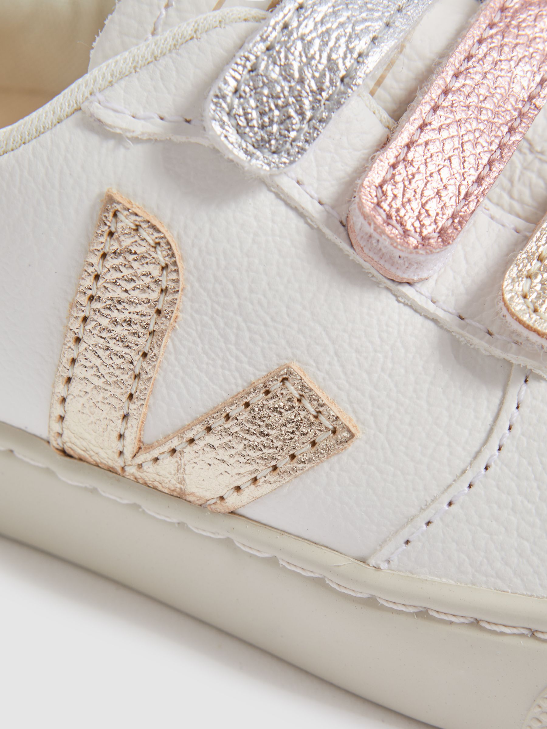 Veja Suede Velcro Trainers in White Multi