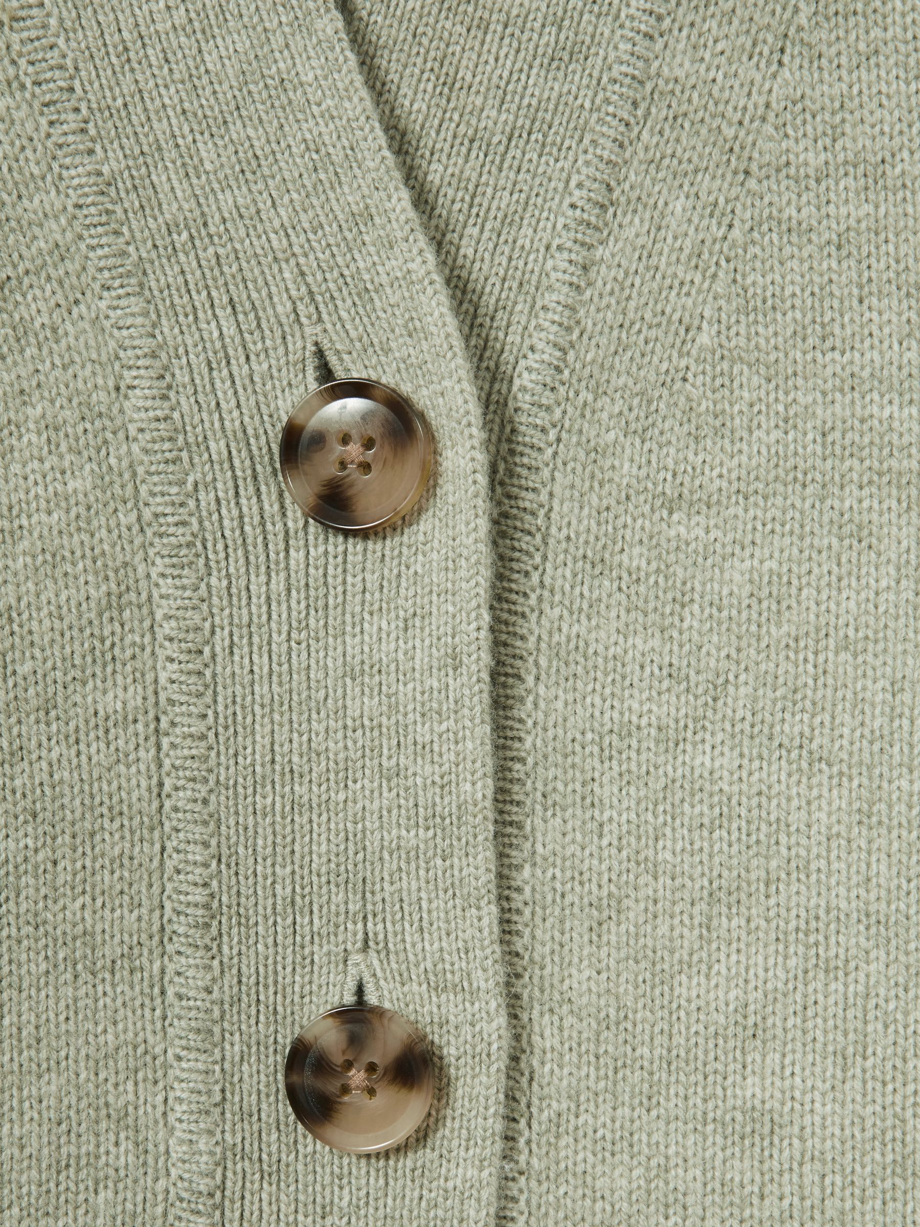 Wool-Cashmere Cropped Cardigan in Sage