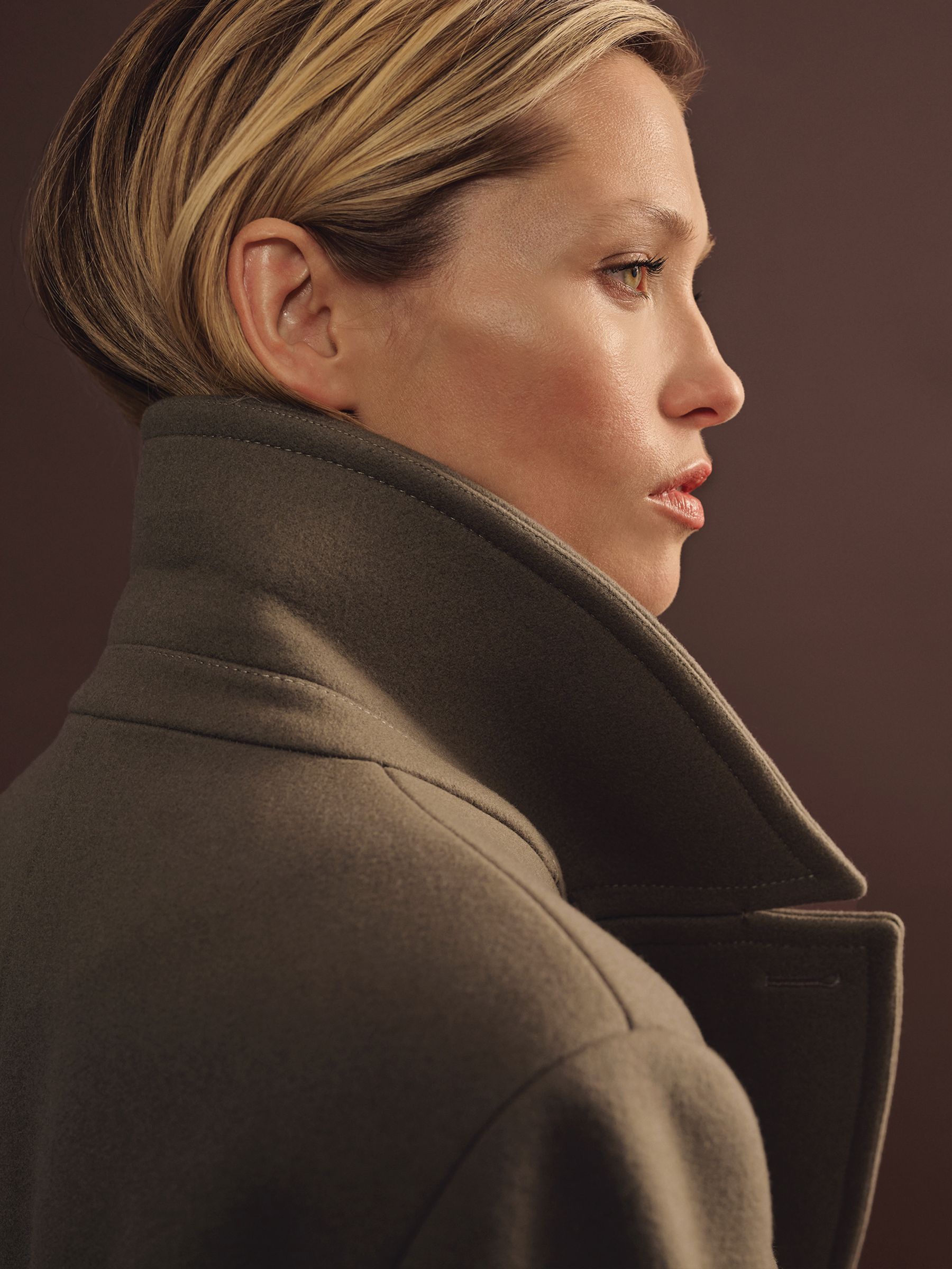 Atelier Wool-Blend Longline Coat in Khaki