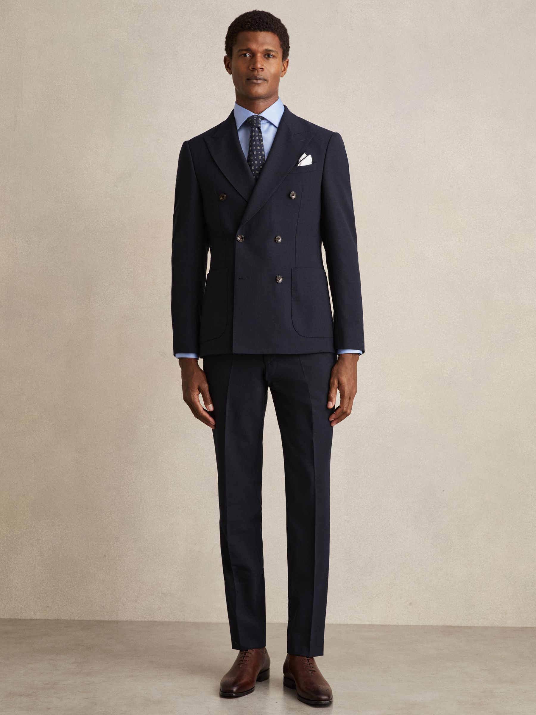 Slim Fit Cotton Sateen Shirt in Mid Blue