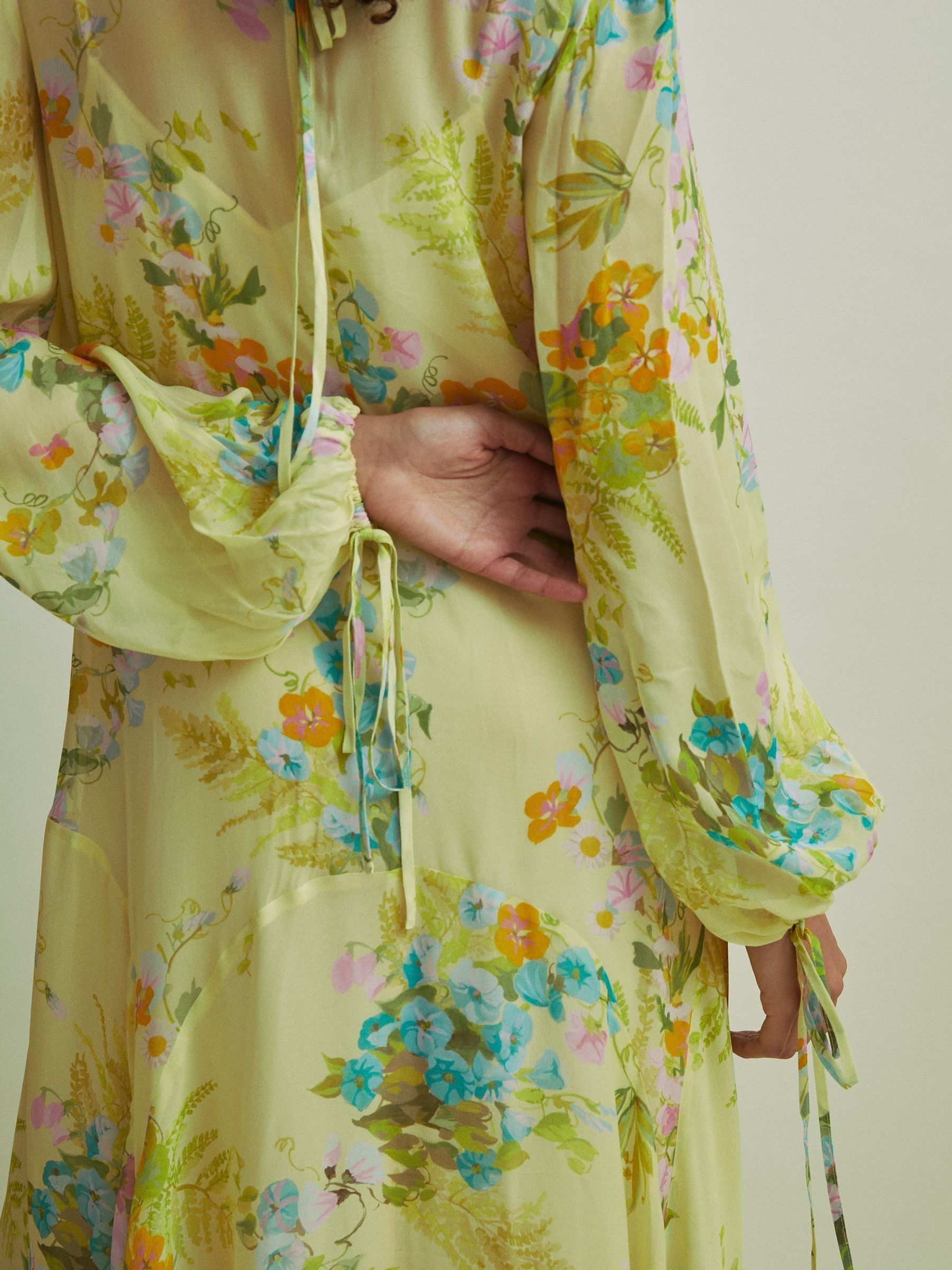 Florere Asymmetric Midi Dress in Pale Green