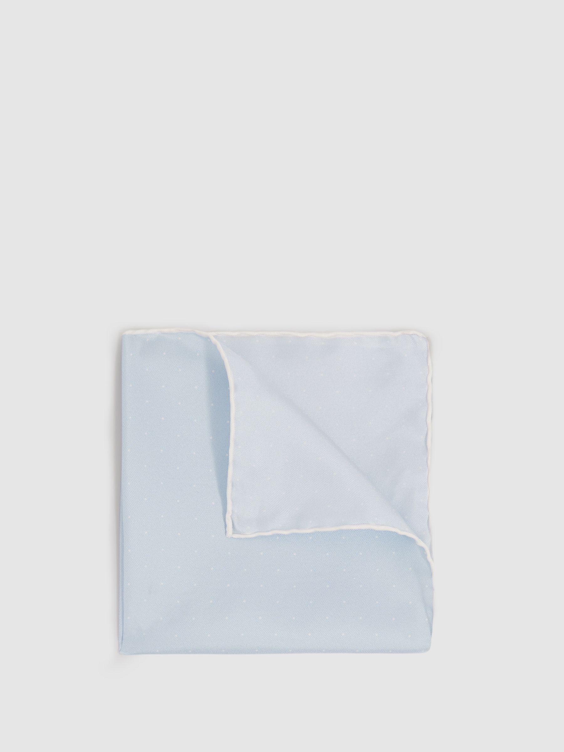 Polka Dot Silk Pocket Square in Light Blue