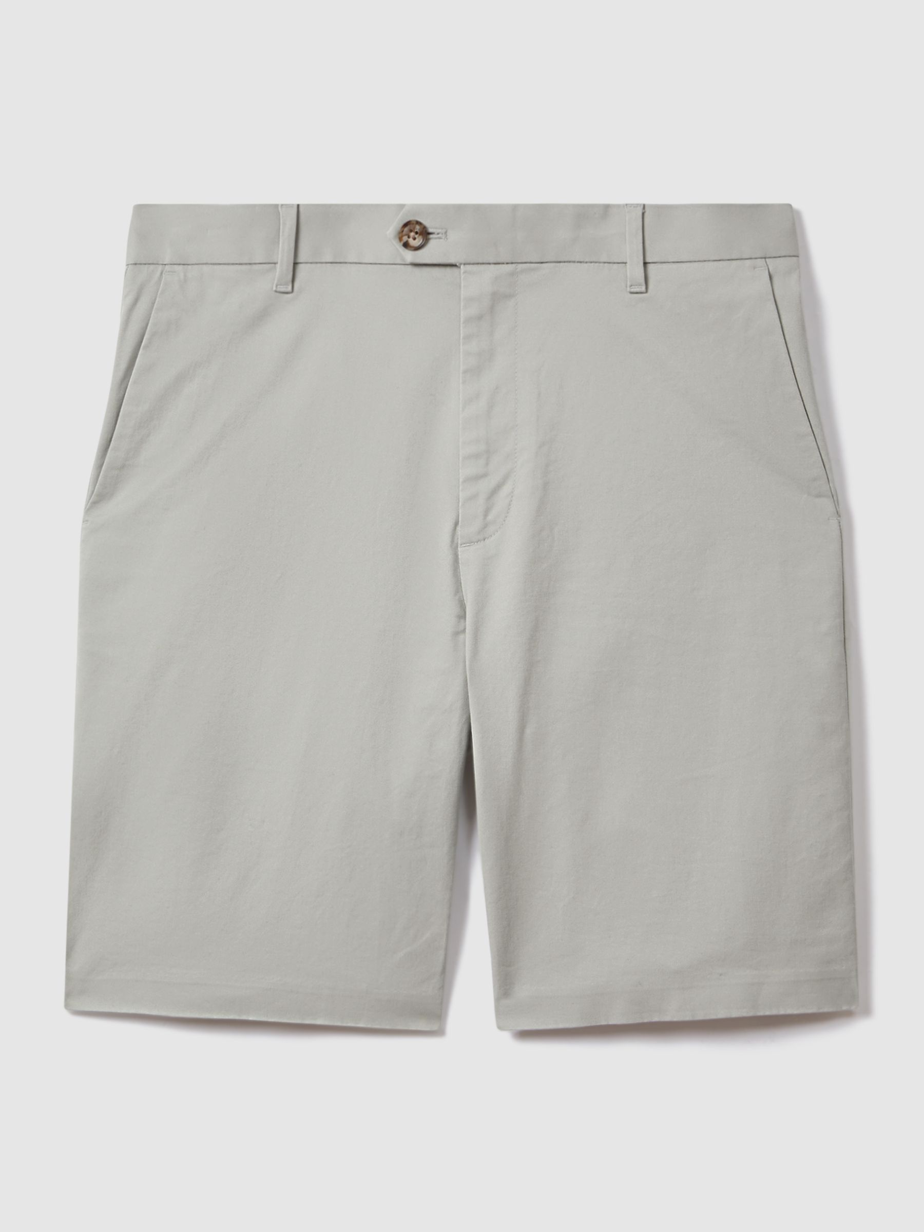 Modern Fit Cotton Blend Chino Shorts in Soft Sage